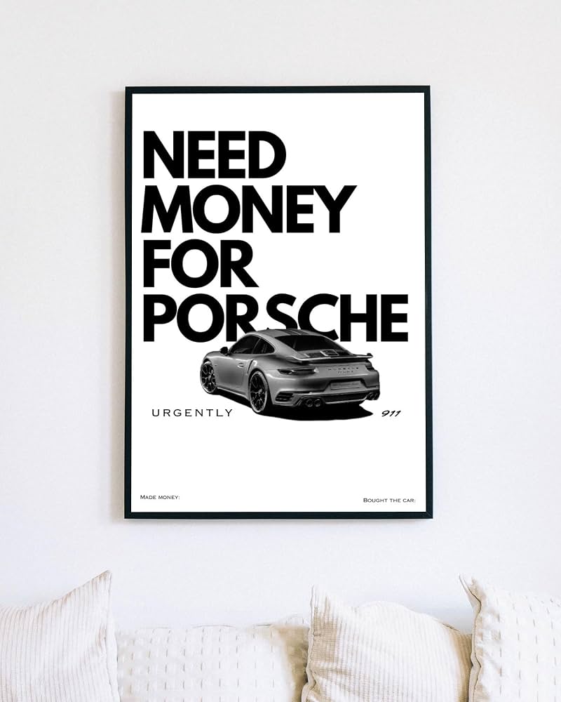 800x1000 LAMIFRAME Need Money For Porsche 911 Poster, Wall Decoration Art Framed Poster, Matte & Glossy Laminated Poster with 0.5 Inch Black Wooden Frame (8x12 Inch, Matte) : Amazon.in: Home & Kitchen