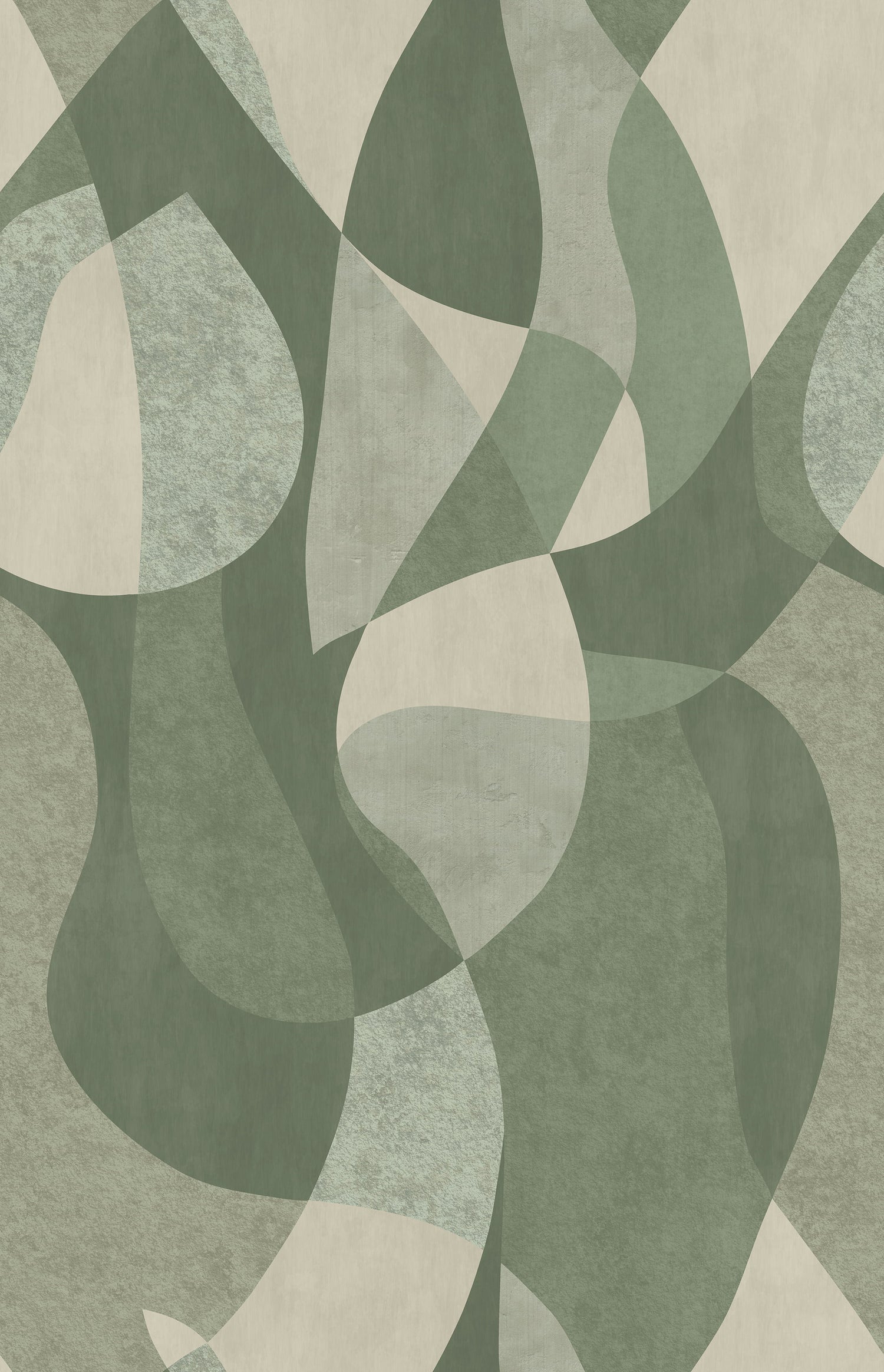 1500x2328 Sage Green Modern Abstract Shapes Wallpaper 24W x 120H / Smooth Vinyl Peel & Stick