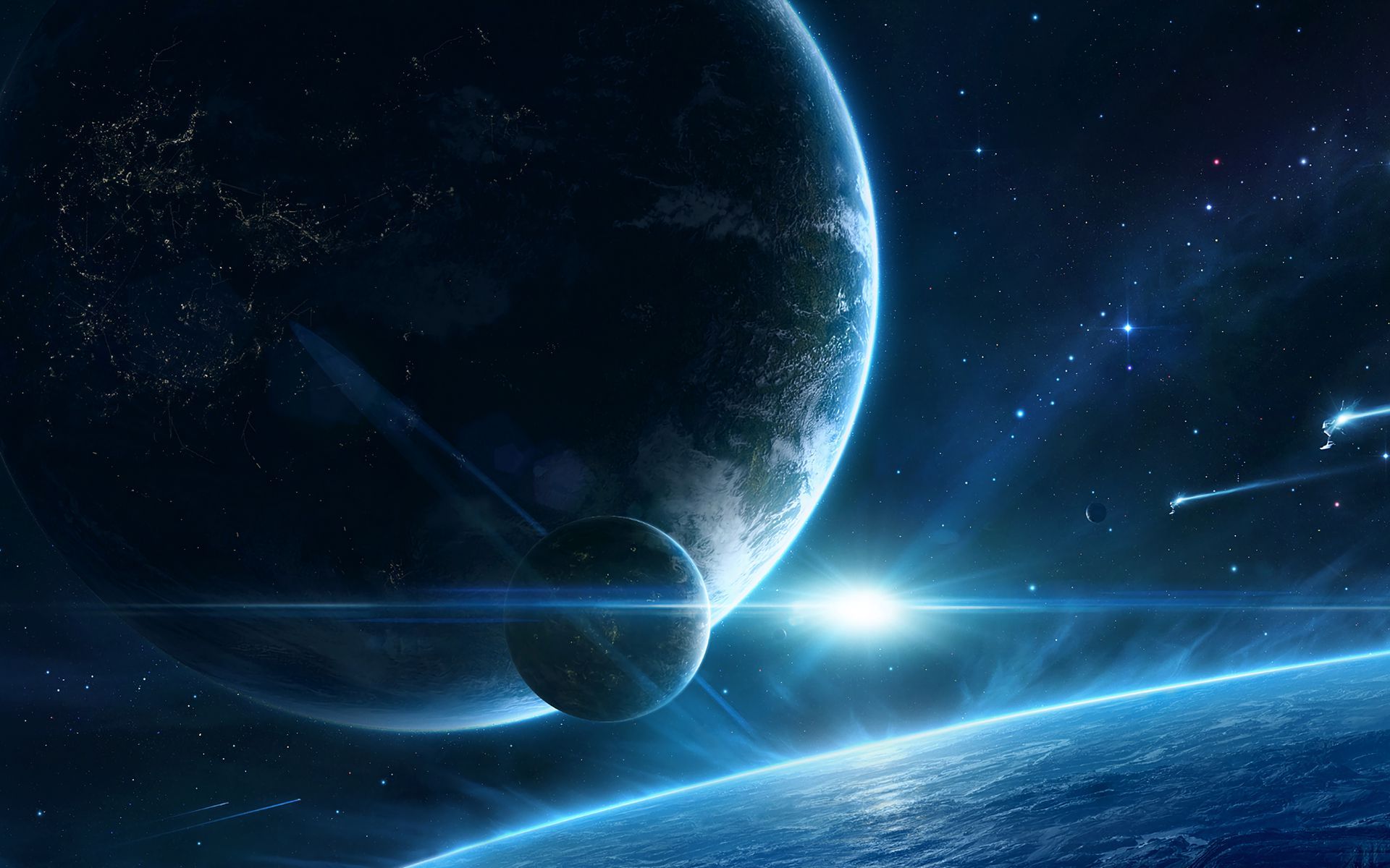 1920x1200 Download wallpaper 1920x1200 planet, space, satellite, outer space widescreen 16:10 HD background