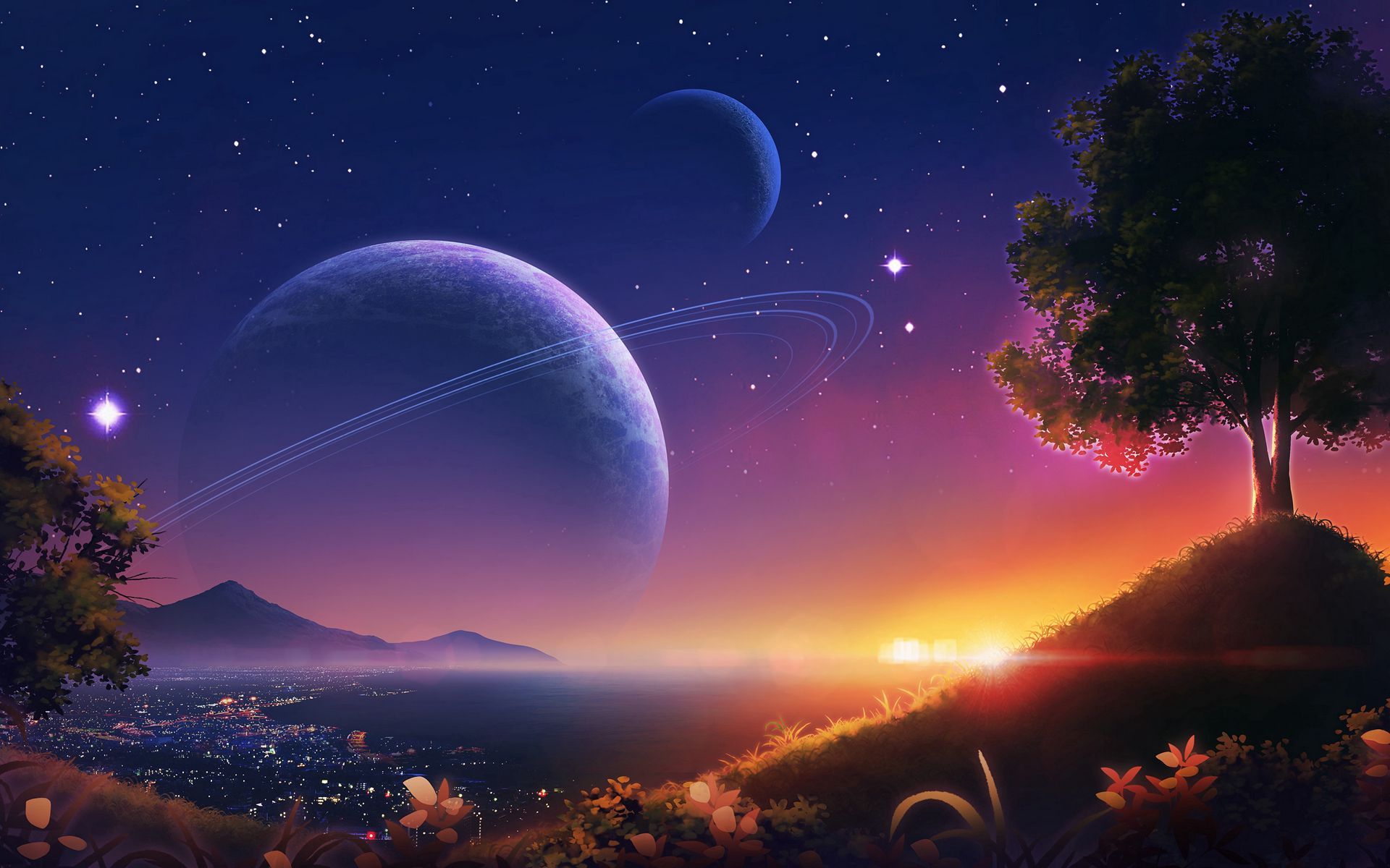 1920x1200 Download wallpaper 1920x1200 landscape, planets, stars, space, art widescreen 16:10 HD background