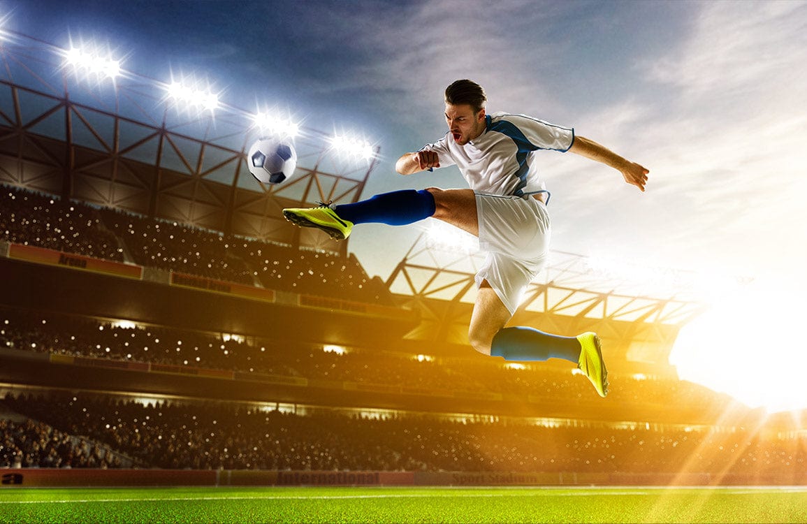 1155x750 Dynamic Football Stadium Mural Wallpaper Sports Action Scene Decor