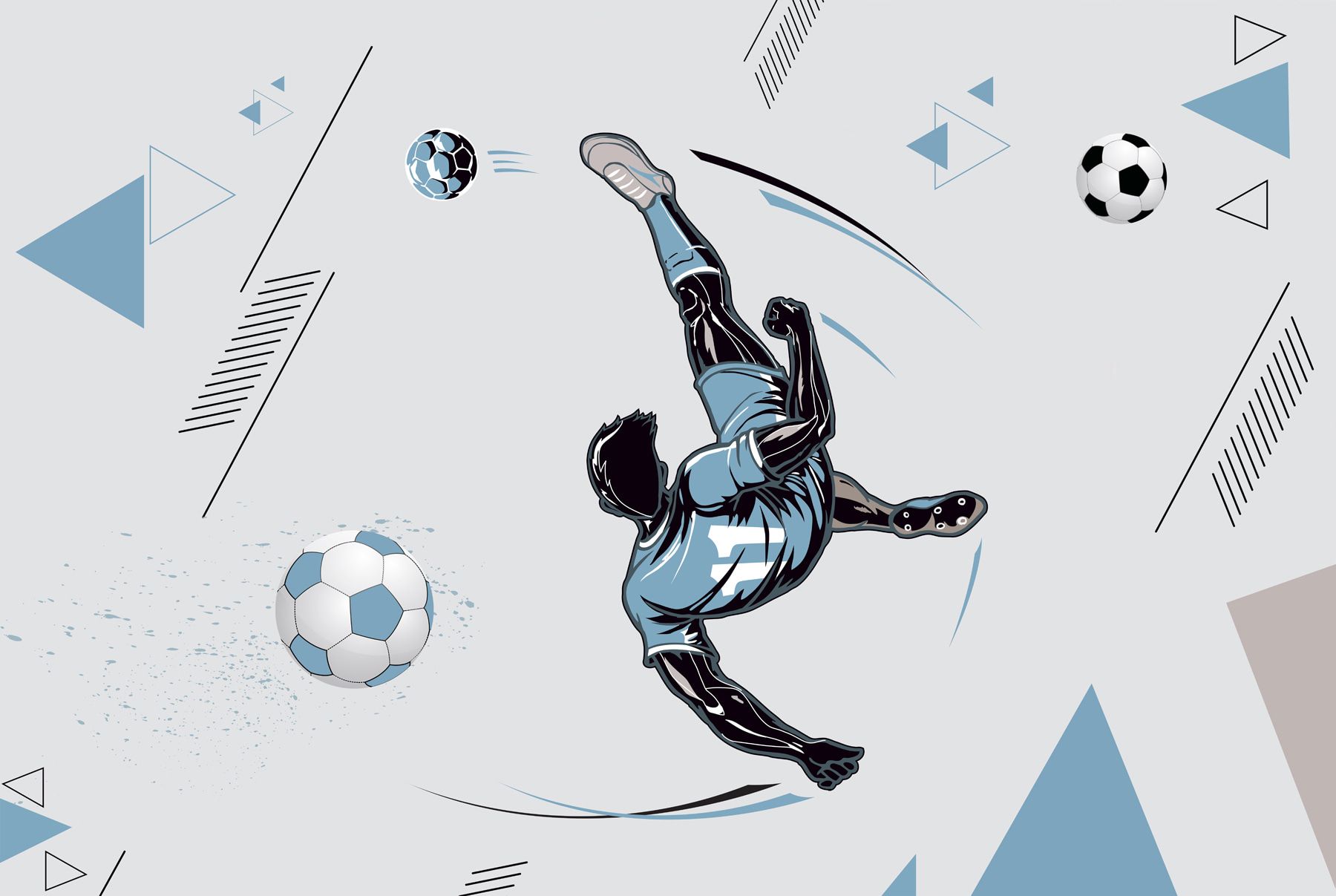 1800x1207 Wall mural A football player kicking a ball : u98736.co.uk