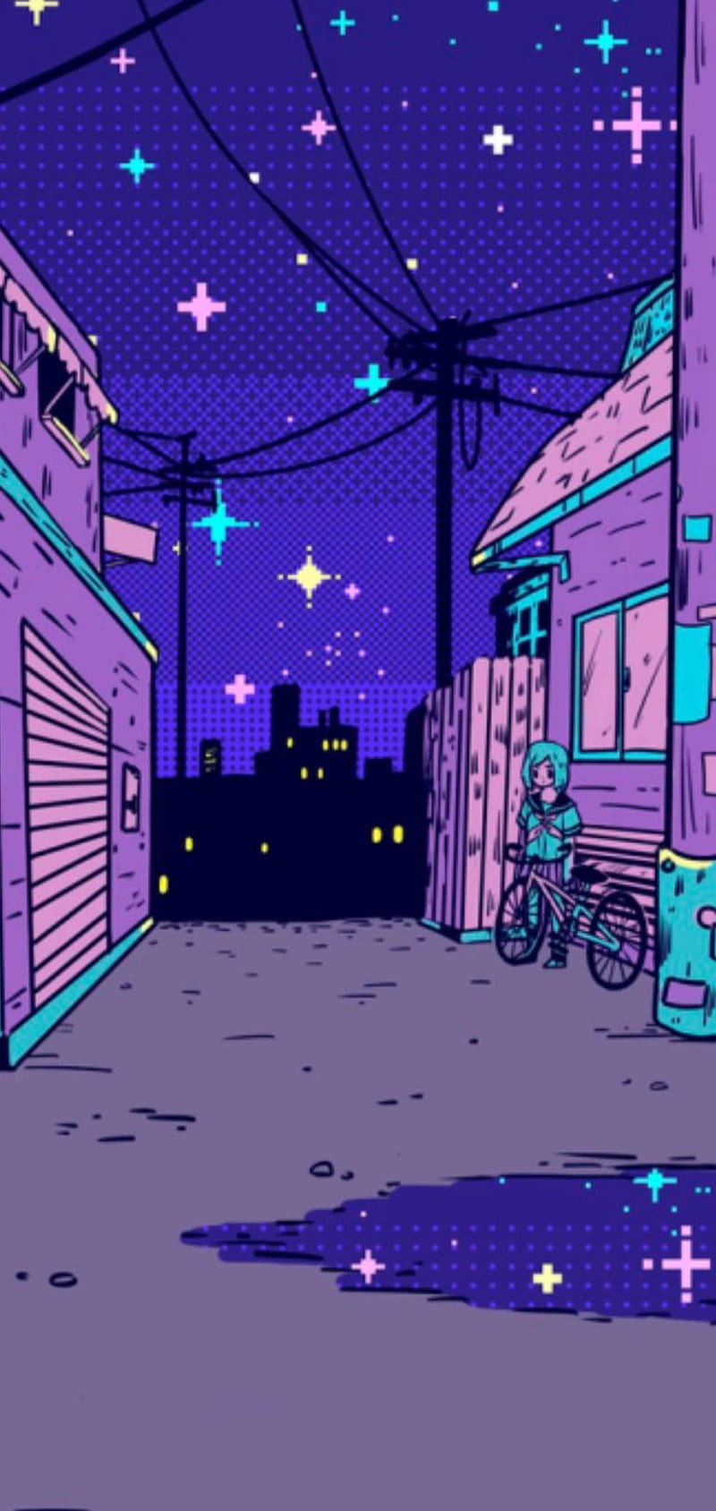 800x1688 Aesthetic alleyway, aesthetically pleasing, cute, kawaii, lofi, retro, street, HD phone wallpaper