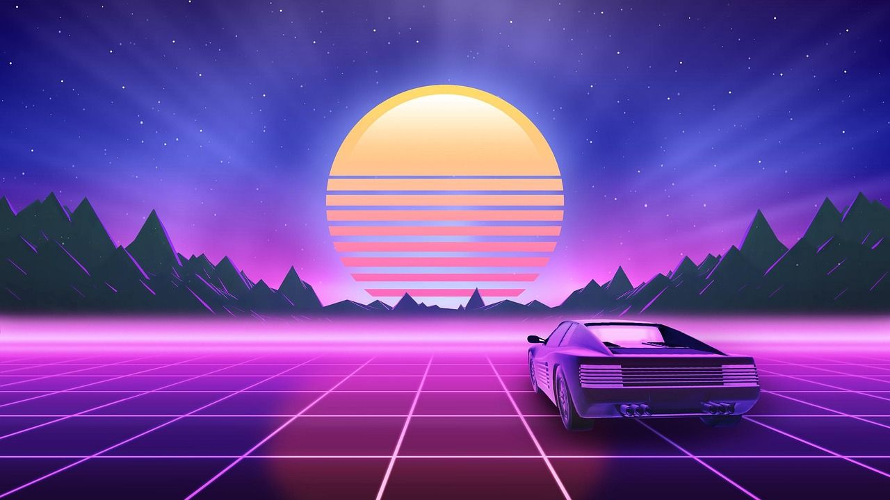 1280x720 Download Drive Synthwave Retrowave. Royalty Free Stock Illustration Image
