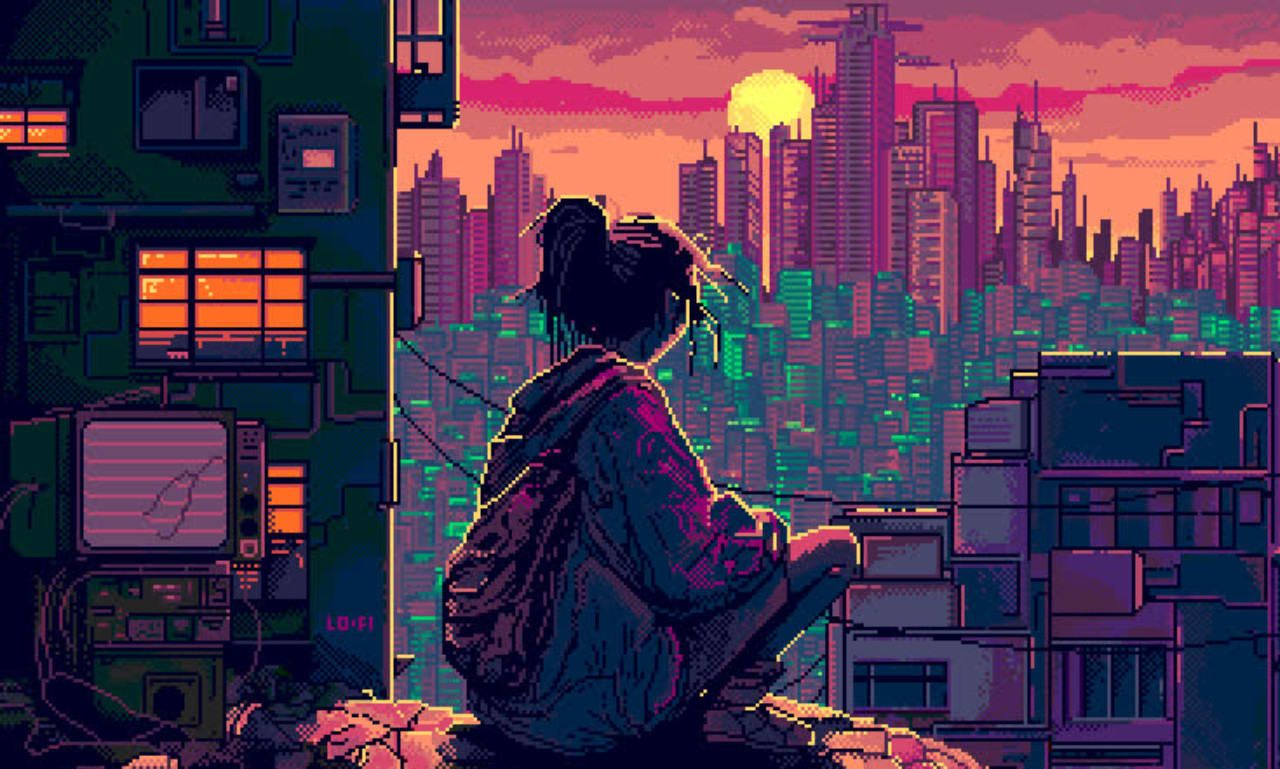 1280x769 Create 2d retro 8bit or 16bit pixel art lofi animations and loop gif for streams