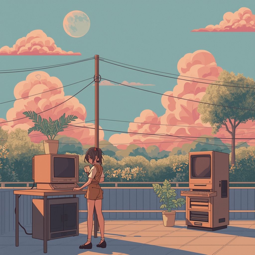1024x1024 lofi aesthetic art all about chill retro vibes