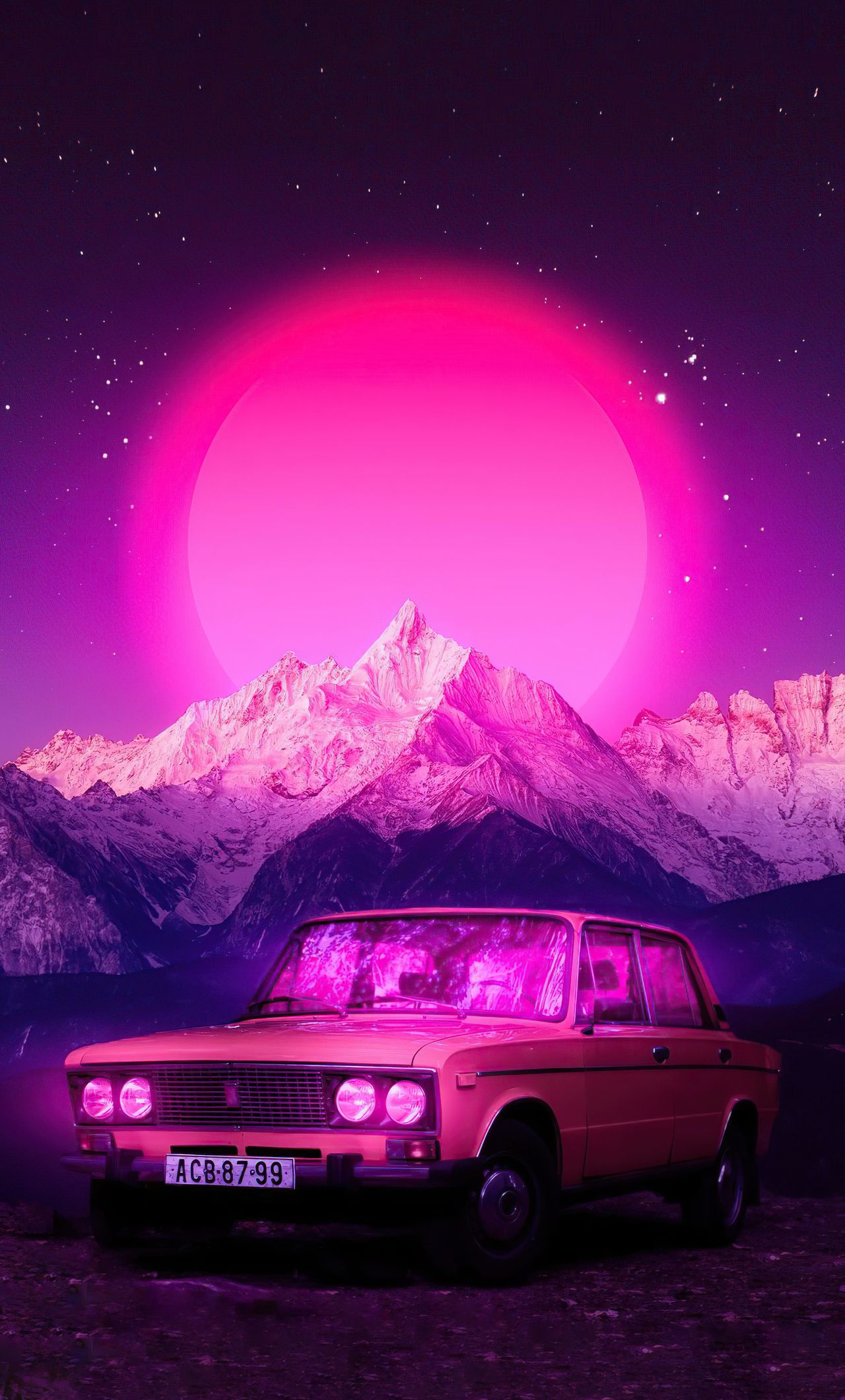 1280x2120 Lofi Car Wallpaper