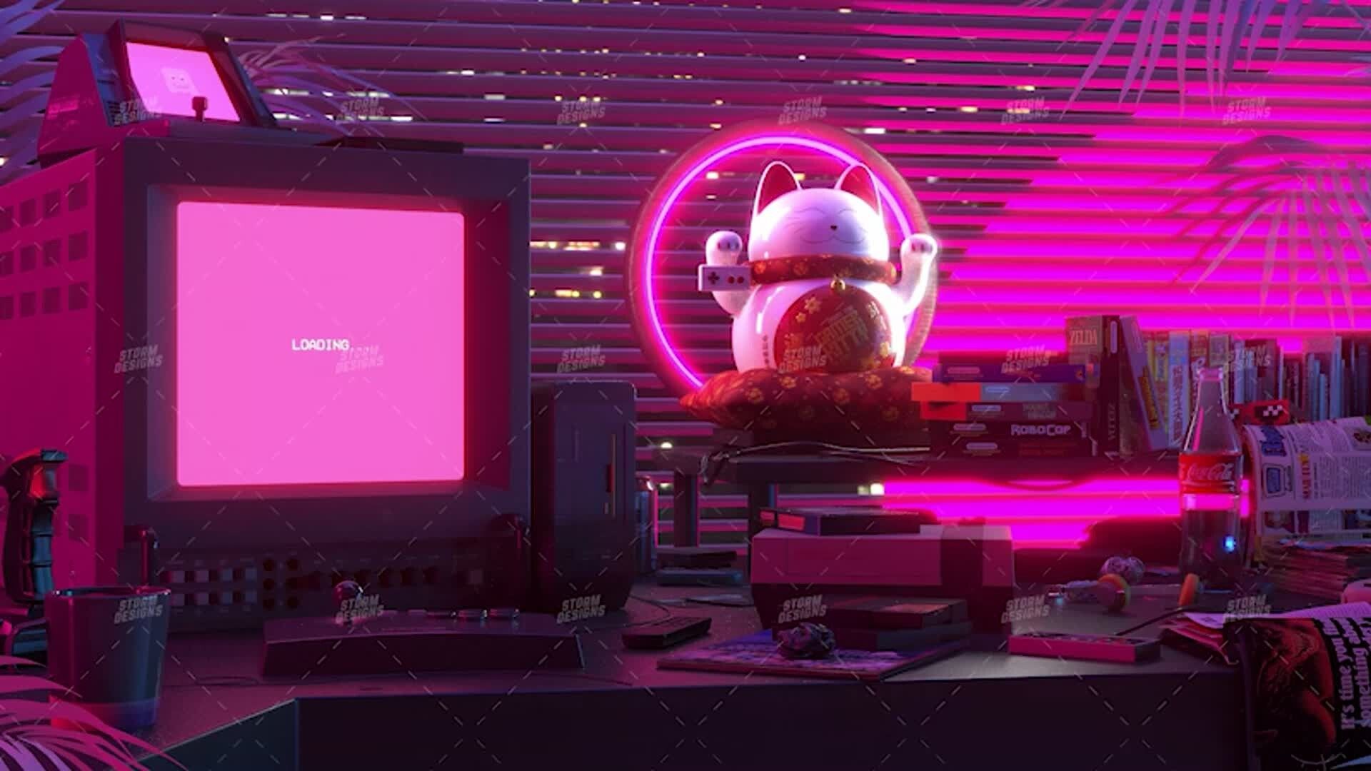 1920x1080 Vaporwave Retro Gaming Lofi Video for Youtube / Twitch