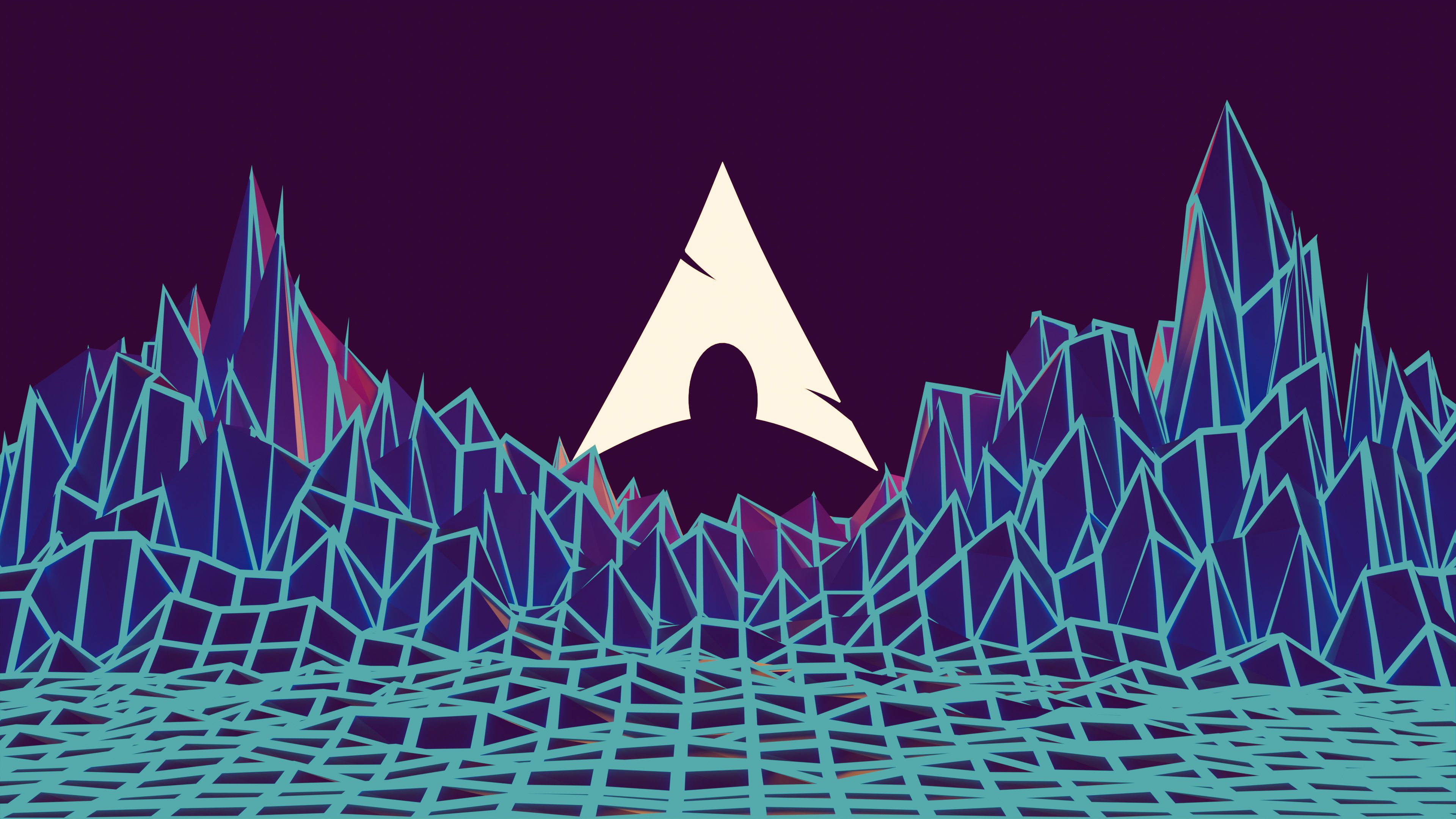 3840x2160 Arch Linux Synthwave 4K Wireframe Wallpaperx2160