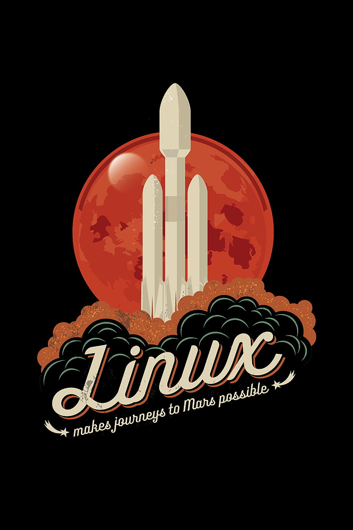 728x1092 HD wallpaper: Linux Mars logo, space, rocket, Falcon, text, food, food and drink