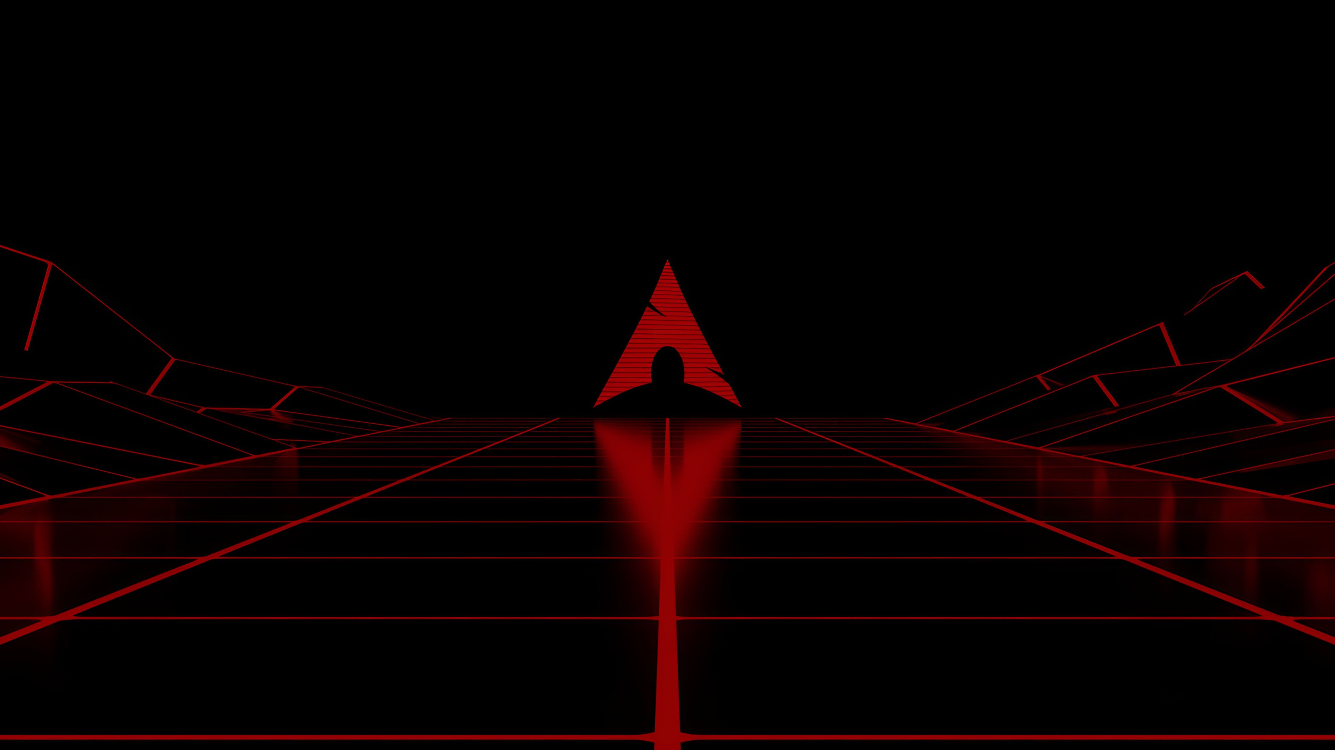 4588x2580 Arch Linux Red Grid Retrowave 4K Wallpaperx2580