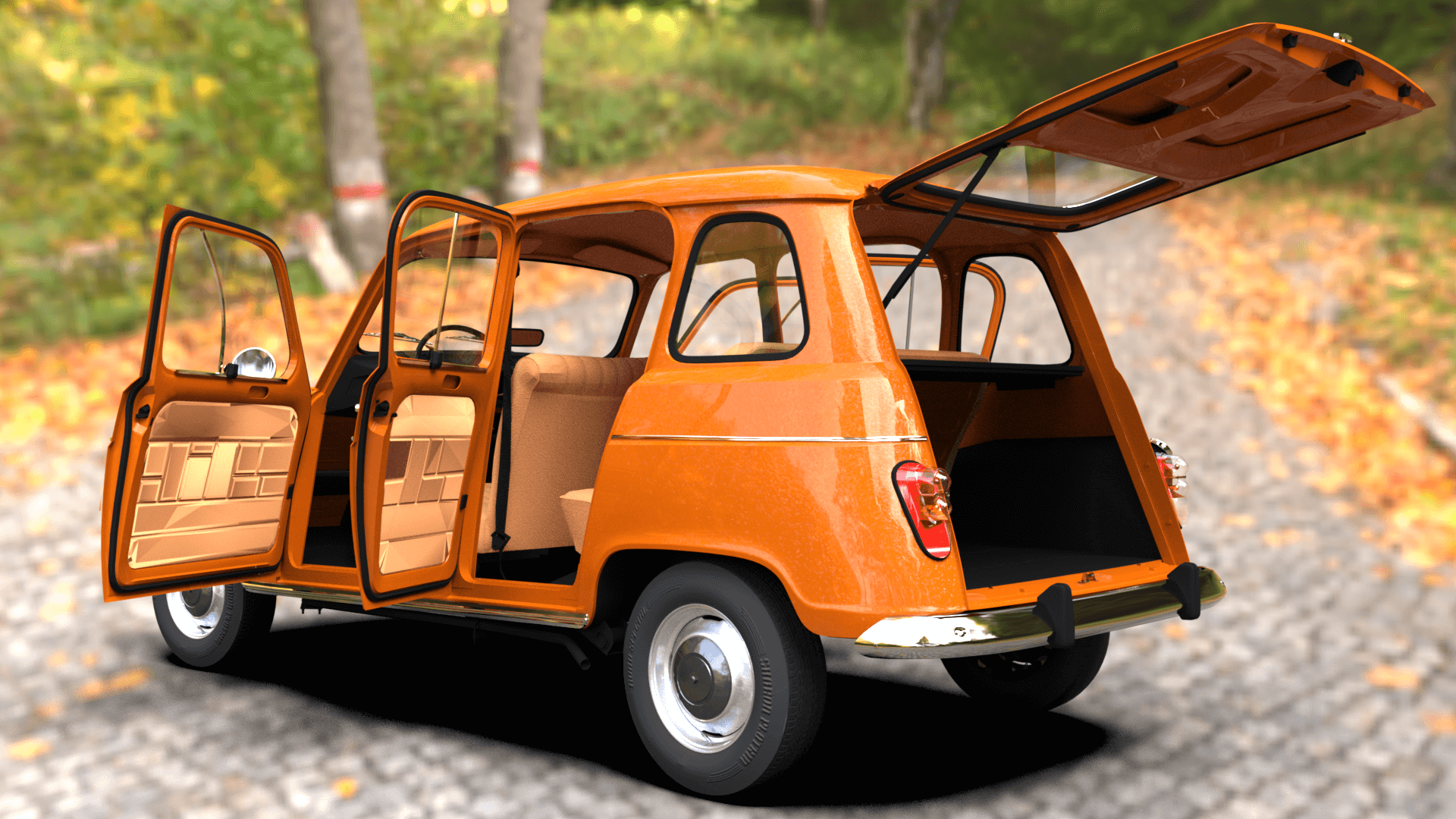 1920x1080 Renault 4L 1969 3D Render, Digital Art