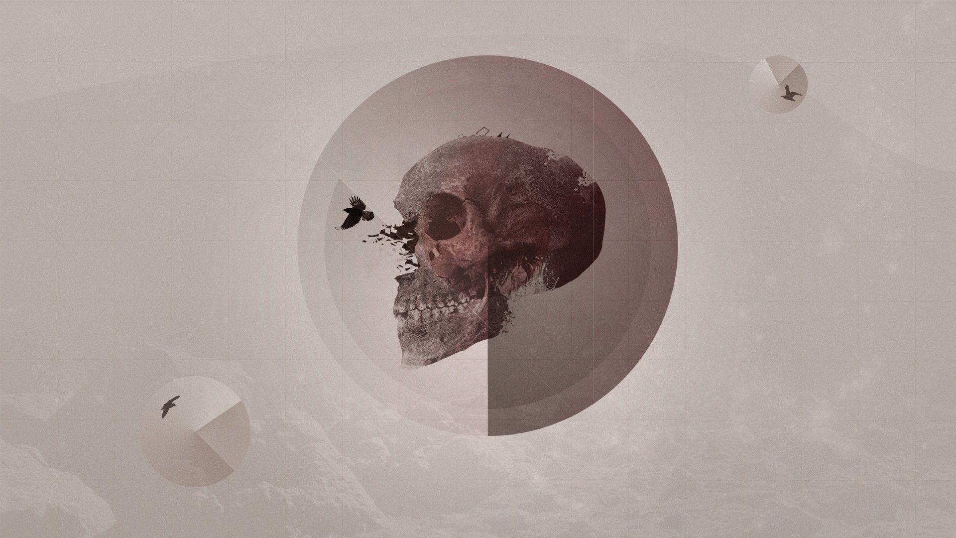 1920x1080 #teeth, #raven, #birds, #rock, #circle, #artwork
