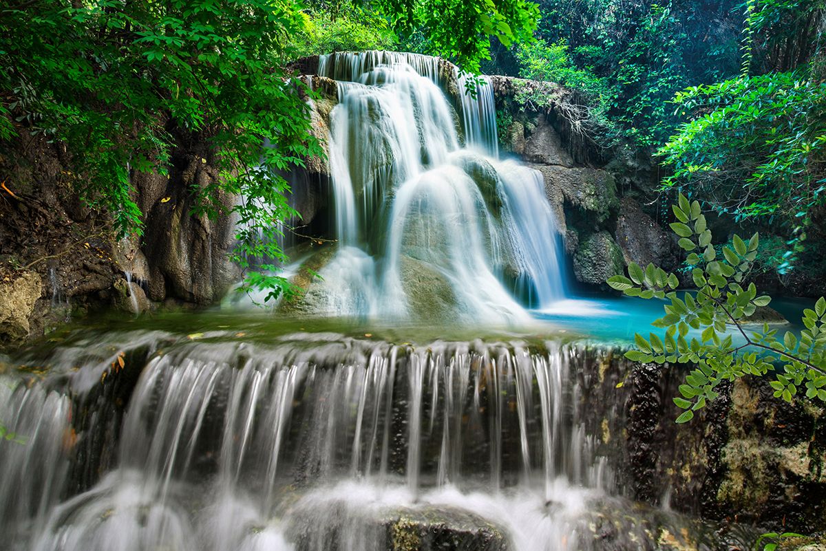 1200x801 Mesmerizing Waterfall in a Forest Wallpaper for Wall®