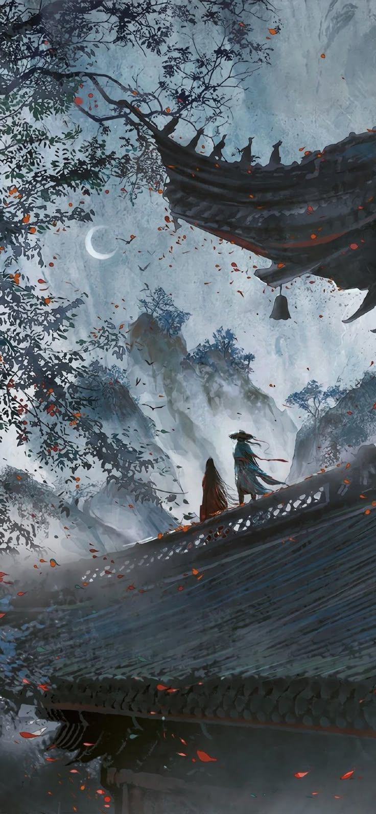 736x1593 China art wallpaper. Samurai temple wallpaper, Fantasy landscape japanese, Anime scenery