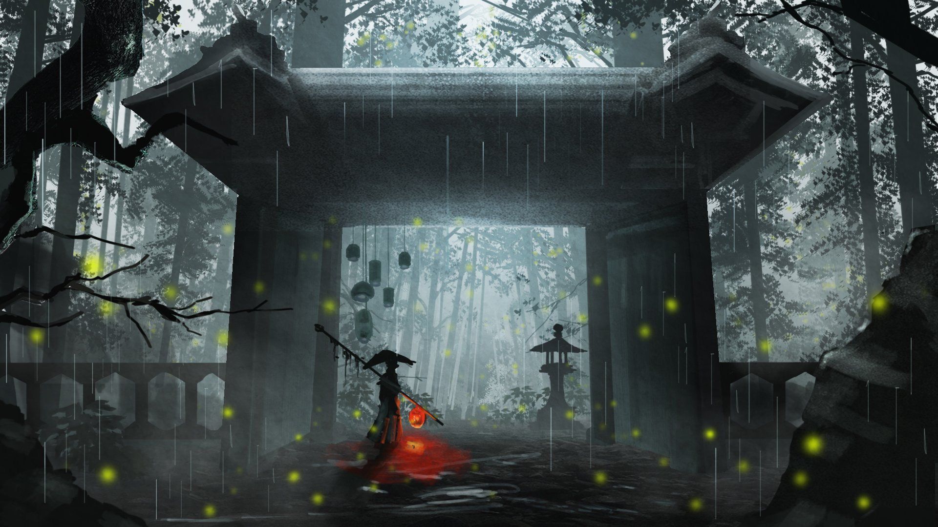 1920x1080 Samurai Forest Anime HD Wallpaper by 鍵倉x1080