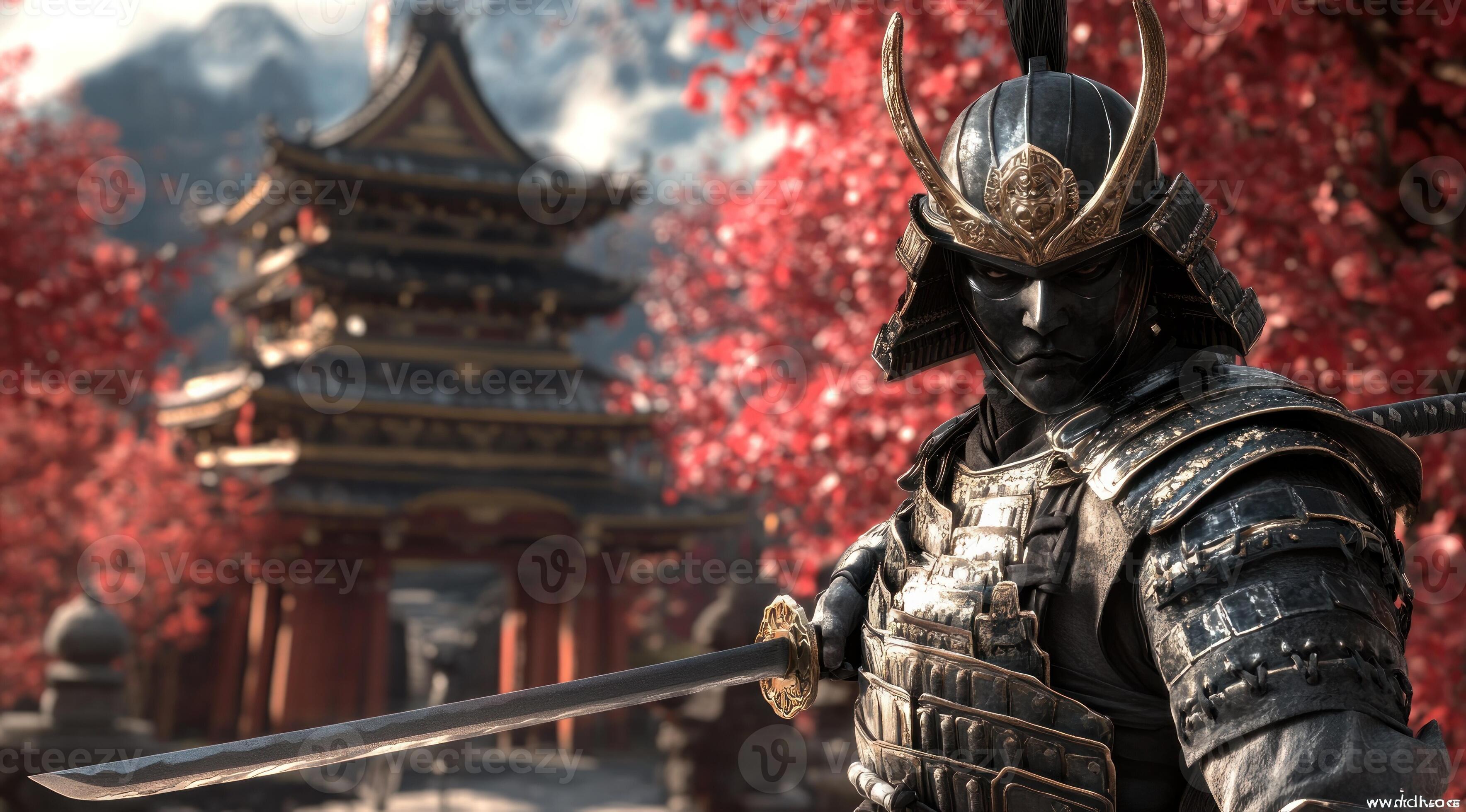 3536x1960 Samurai warrior in a serene Japanese setting