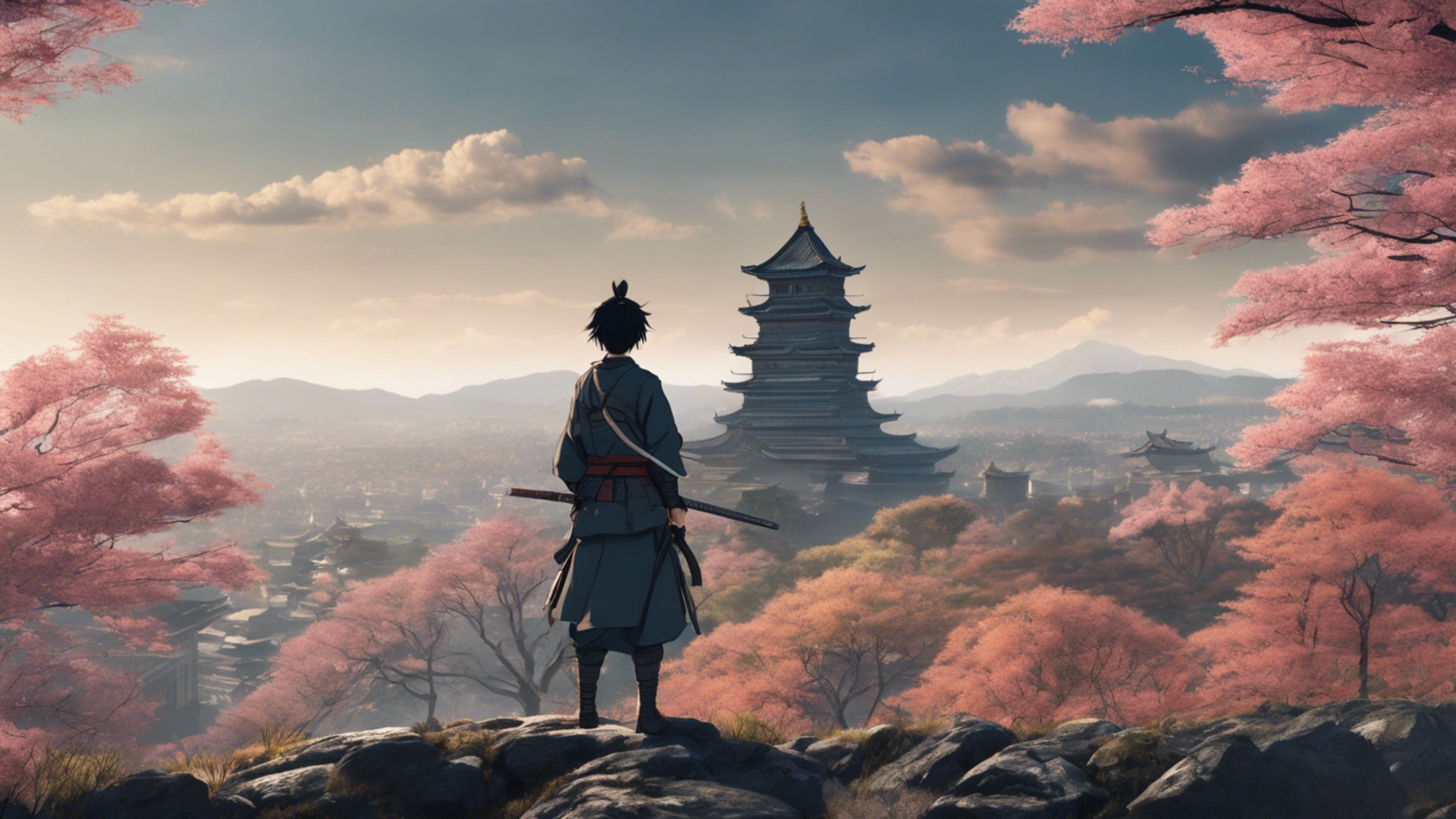 3840x2160 Anime Samurai Boy Standing On A Rocky Hillside And Looking Towards A Feudal Era Japanese Castle. Wallpaper [9402636a9a6e4b8c90bb] By Wallpaper HD