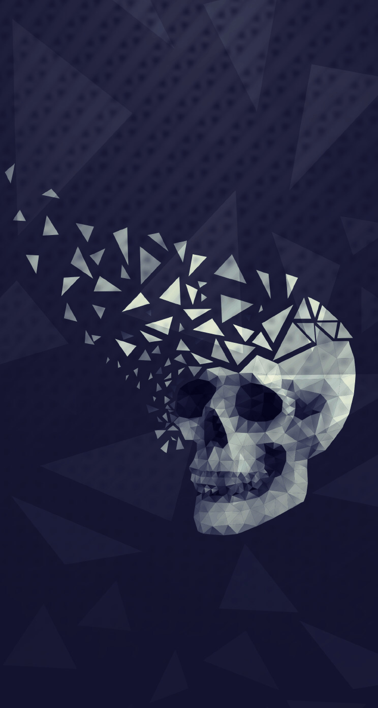 744x1392 Geometric skull iPhone wallpaper. Periodo geométrico, Arte del