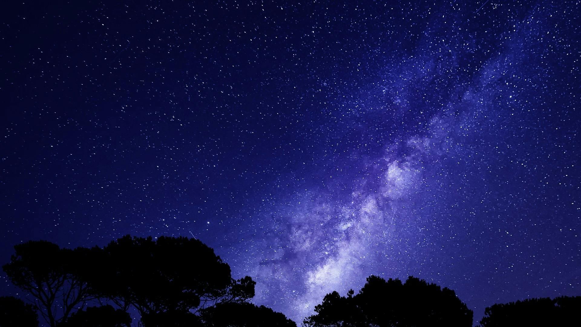 1920x1080 Nightsky With Purple Stars And Galaxy