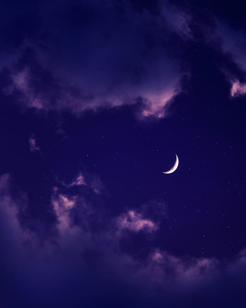 800x1000 Moon, clouds, night, stars, purple, HD phone wallpaper