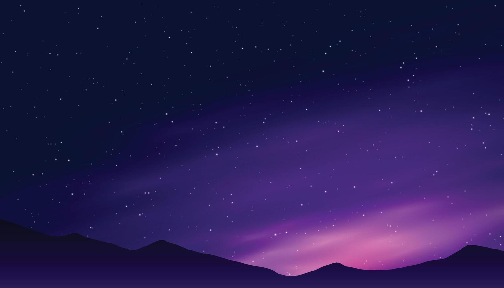 1714x980 Starry night sky, mountains landscape, magic fields. Dark moon, backdrop with star galaxy, sparkle universe. Realistic clouds and glowing stars. Banner template. exact background