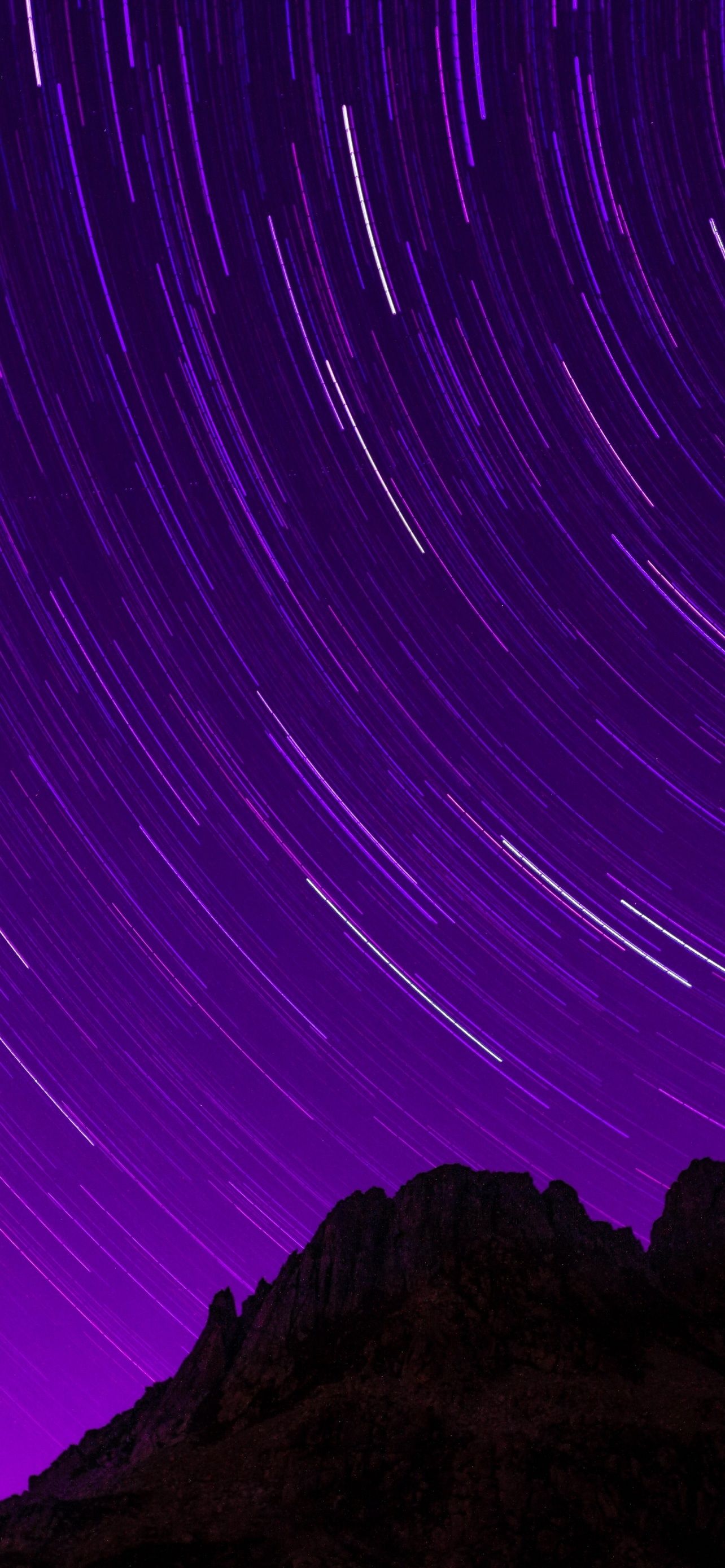 1284x2778 Star Trails Purple Sky Timelapse Night Sky Astronomy Dark