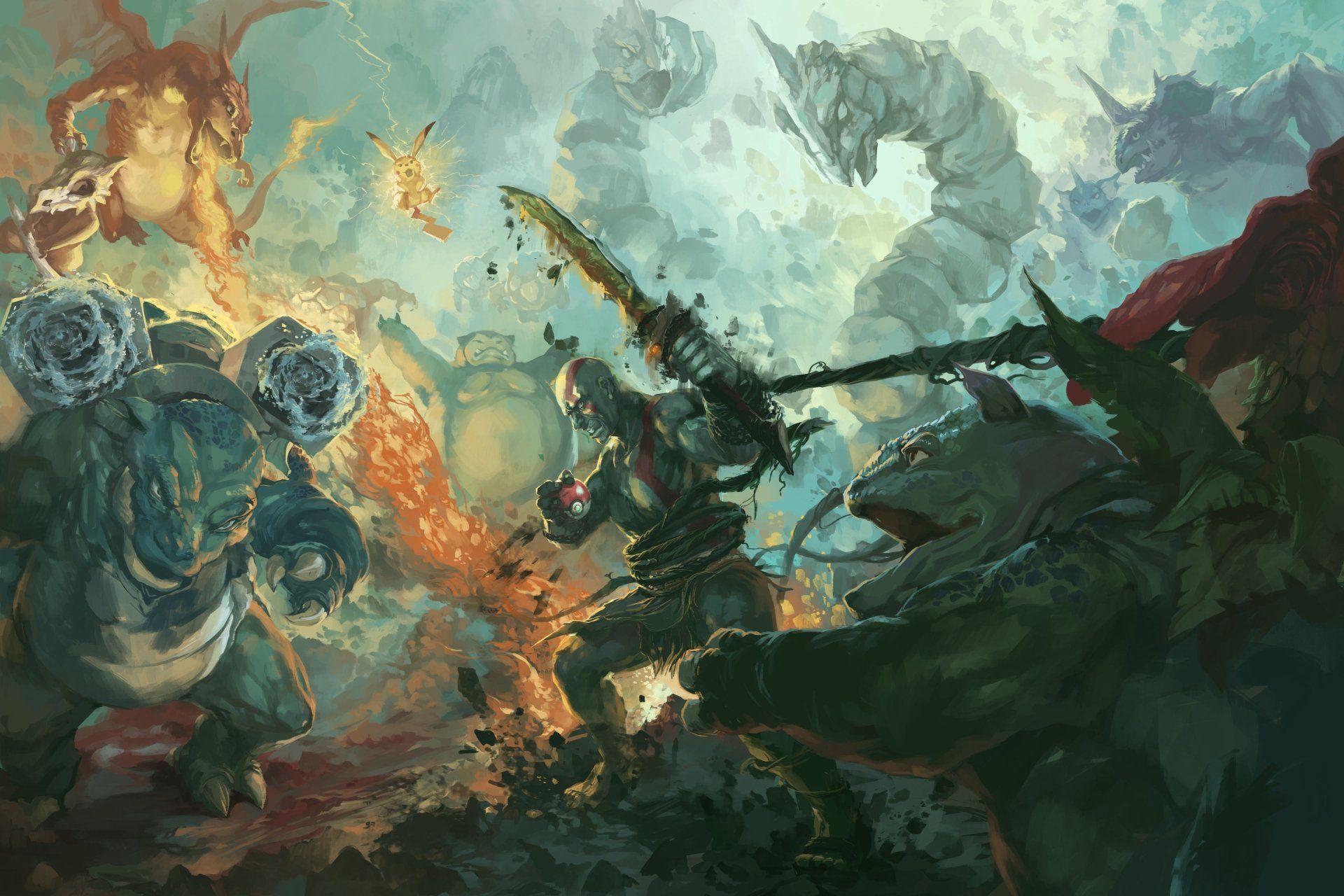 1920x1280 Epic God of War and Pokémon Crossover 4K Ultra HD Wallpaperx3307