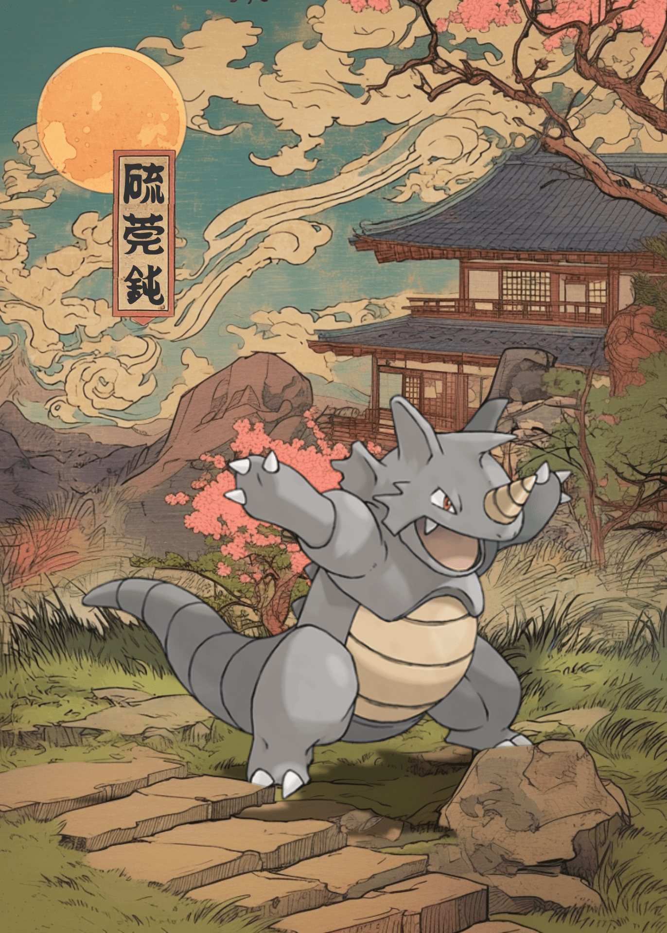 1372x1920 Rhydon Pokemon Print