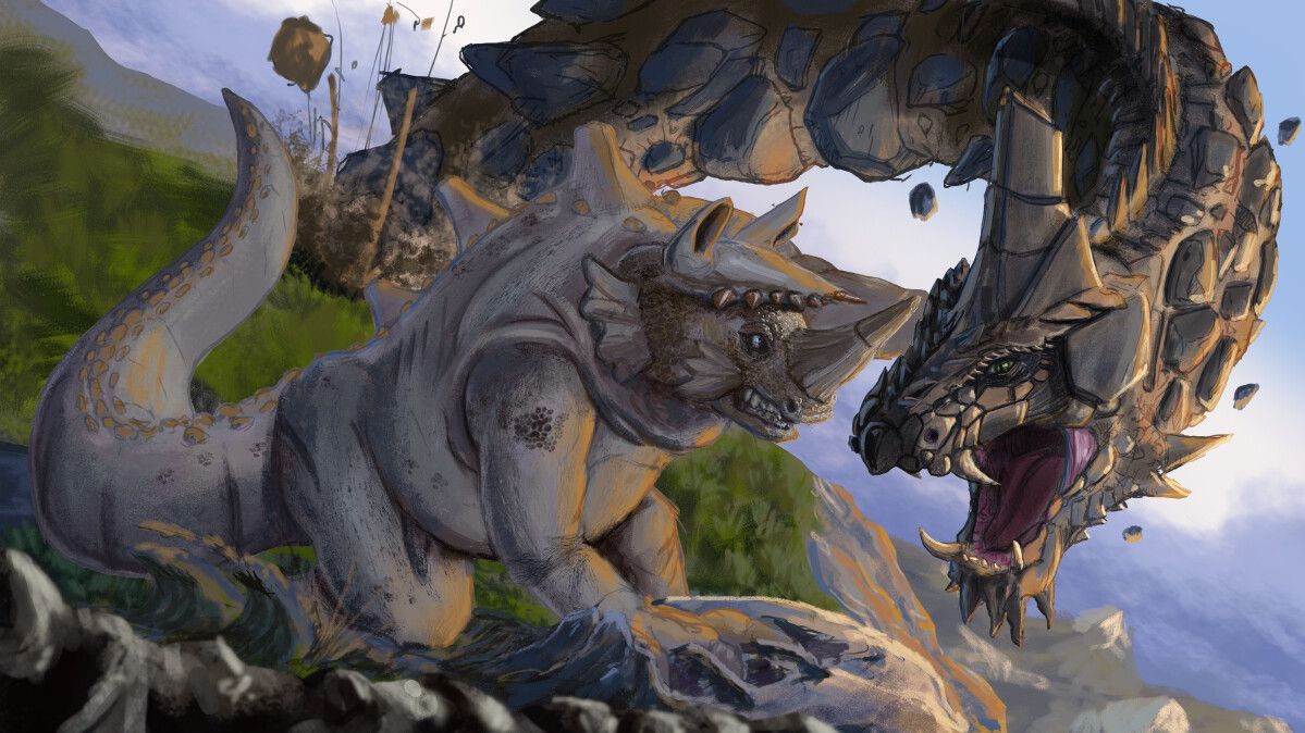 1199x674 Pokemon Battle Art VS Rhydon (realistic intepretation)