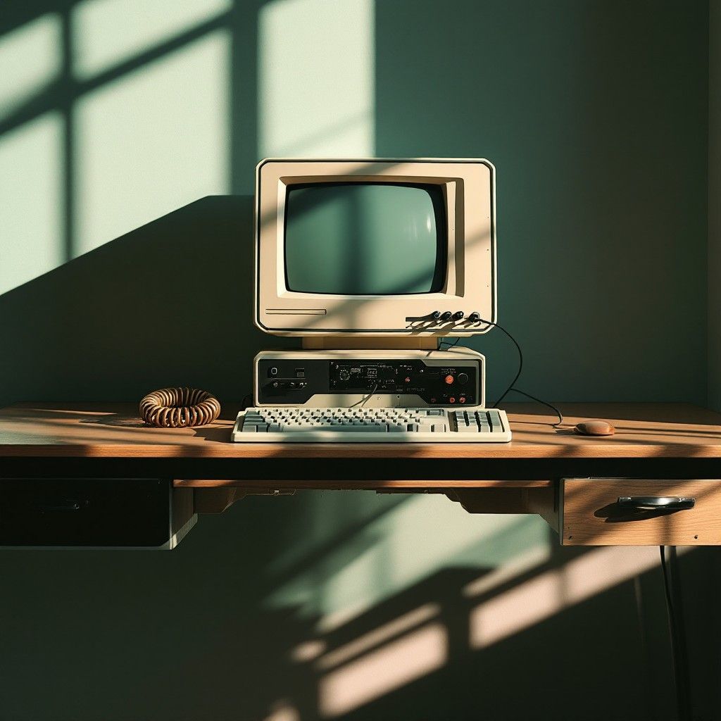 1024x1024 Free Vintage Computer Setup Image, Retro, Computer