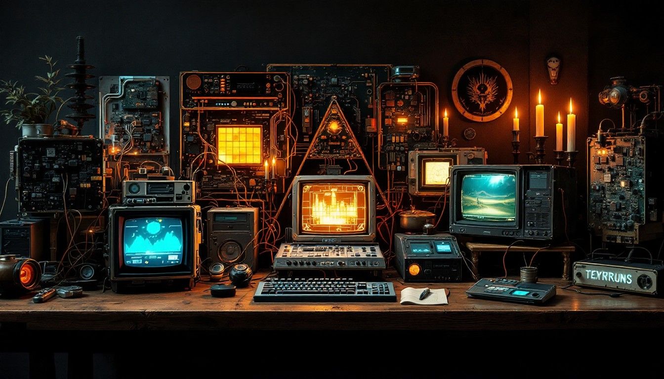 1344x768 Free Retro Technology Glows Image, Retro, Computers
