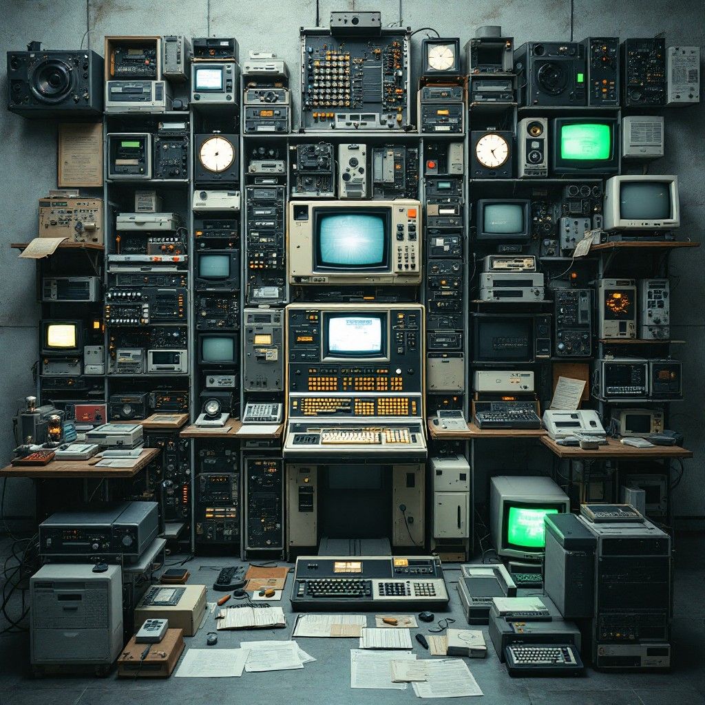 1024x1024 Free Vintage Computers Displayed Image, Computers, Technology