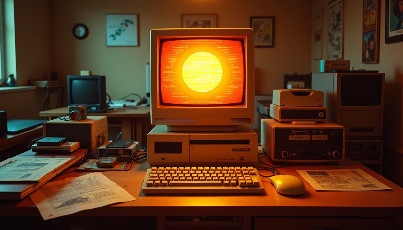1344x768 Free Retro Technology Glows Image, Retro, Computers