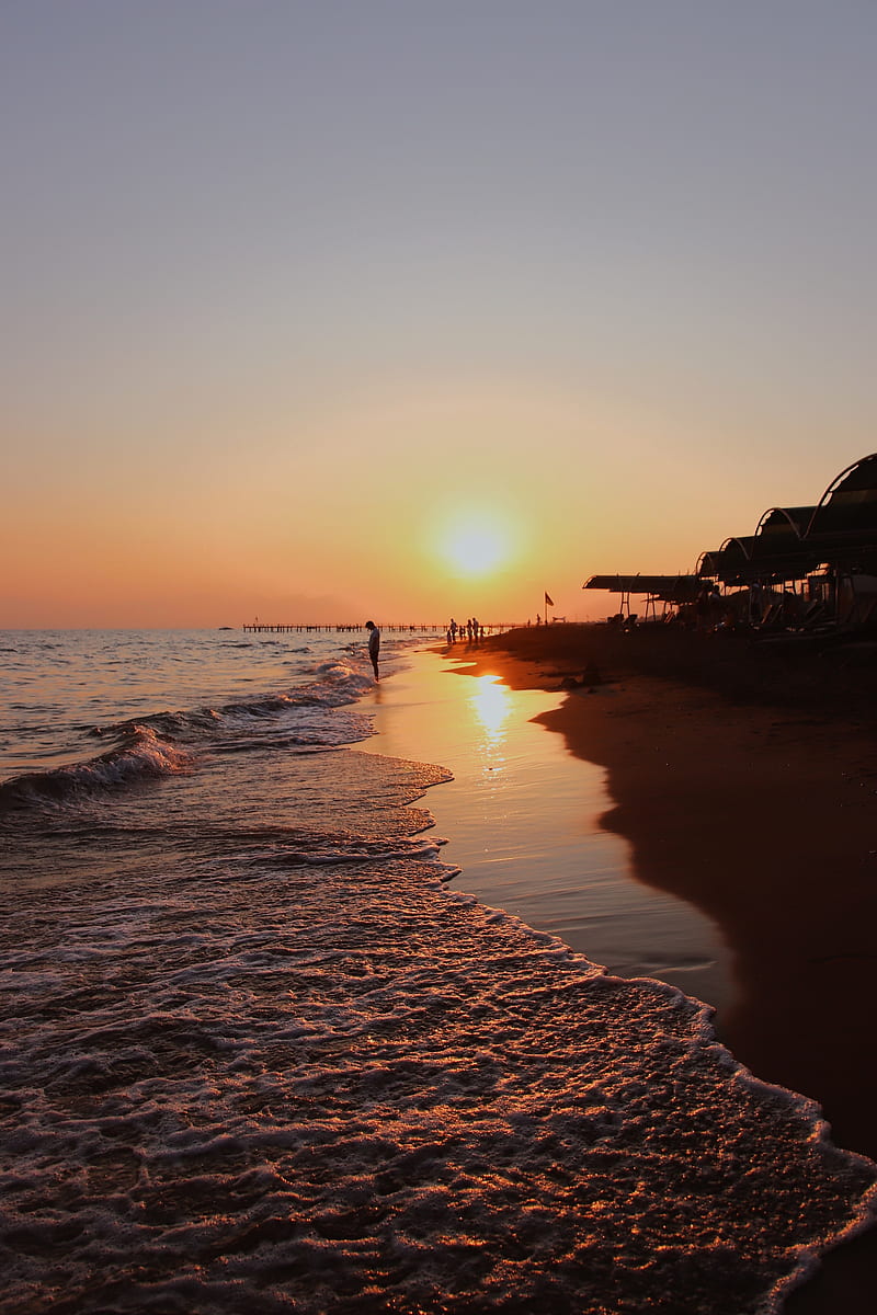 800x1200 Beach, sunset, sad, people, twilight, coast, HD phone wallpaper