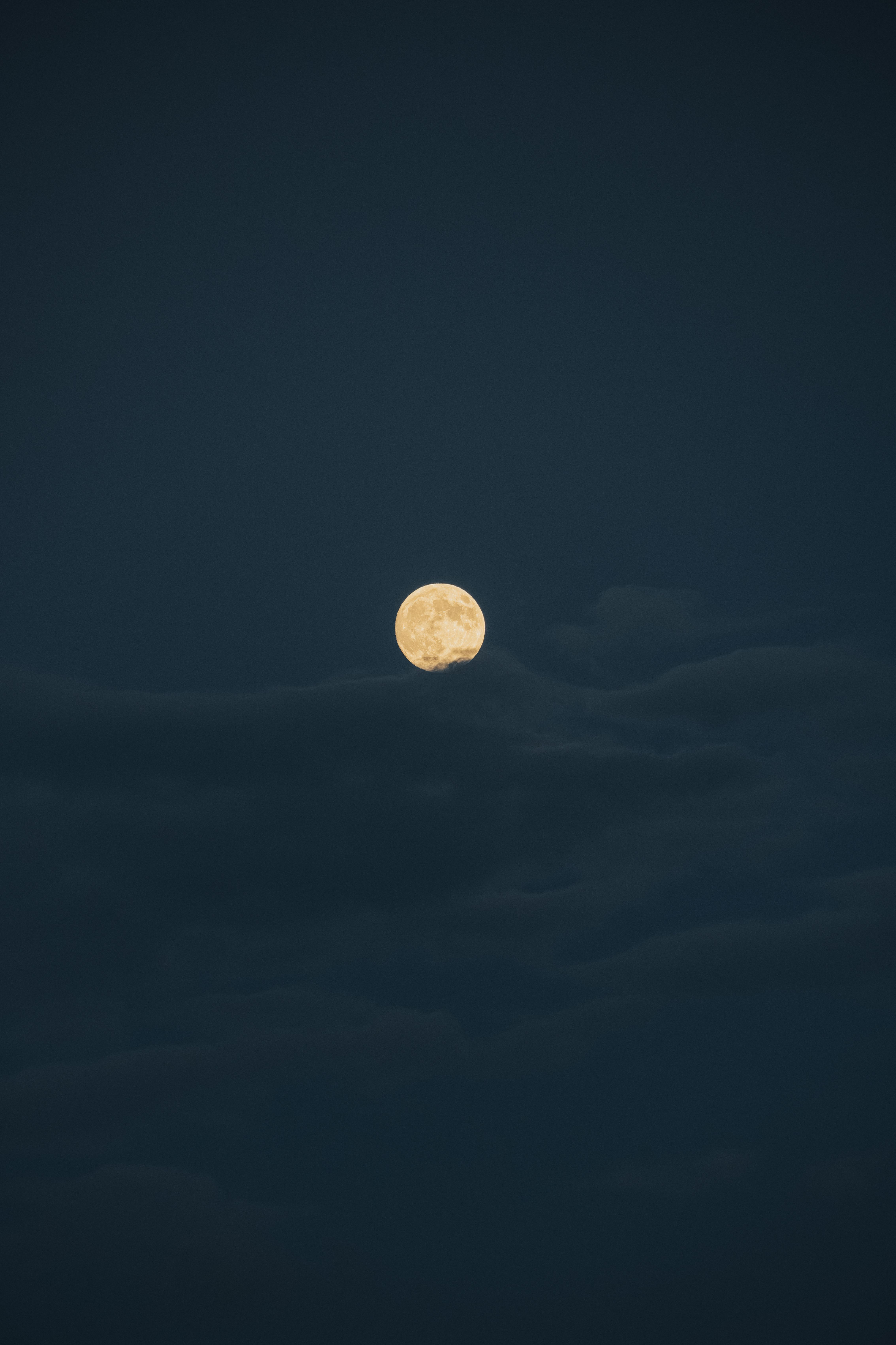 4536x6804 Serene Full Moon Over Cloudy Night Sky · Free
