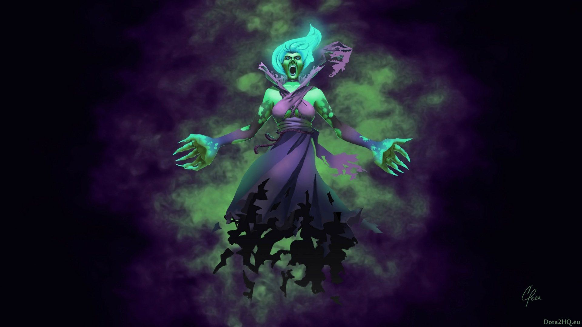 1920x1080 Download Death Prophet (DotA 2) Green Purple Evil Witch Video Game DotA 2 HD Wallpaperx1440