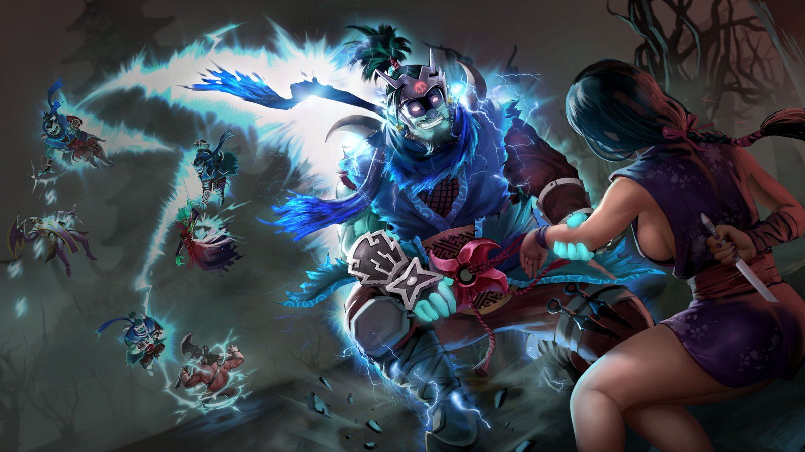 1600x900 Templar Assassin Lanaya And Storm Spirit Silencer Death Prophet Axe Magic Dota 2 Fantasy Warriors HD Wallpaper 4209x2368 :