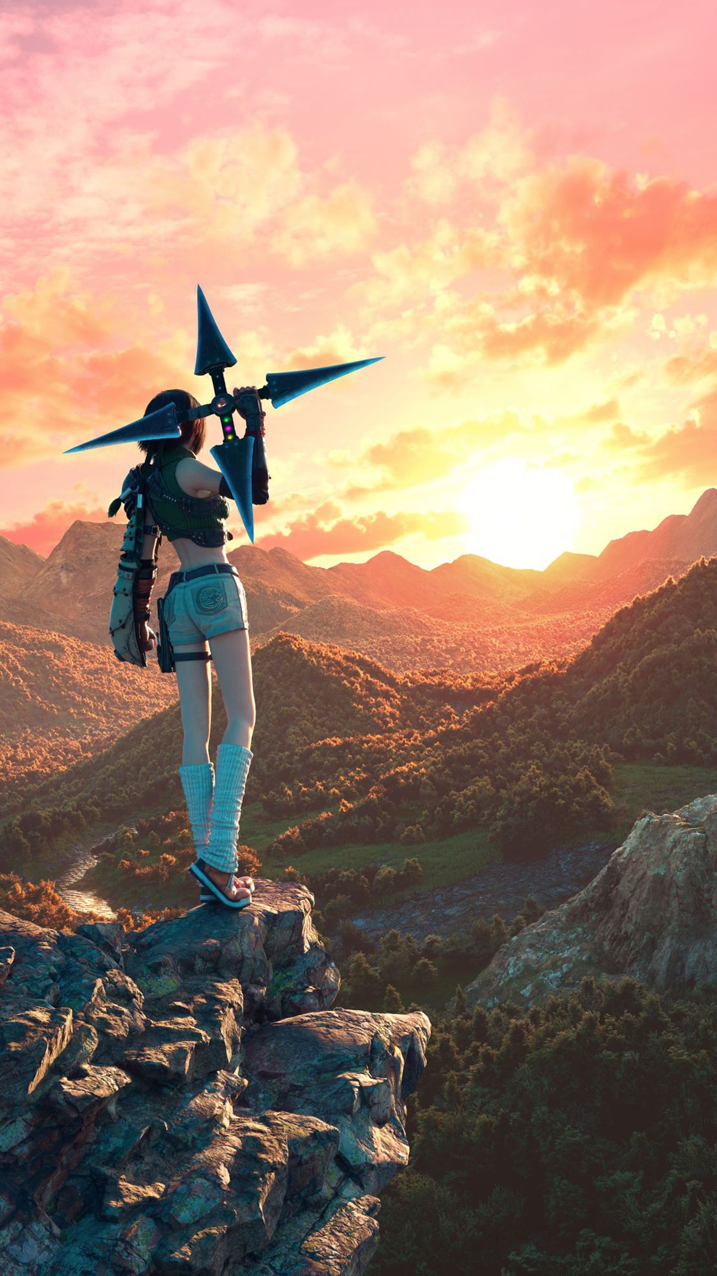1440x2560 Final Fantasy VII Rebirth Yuffie Artwork Wallpaper with Monocle