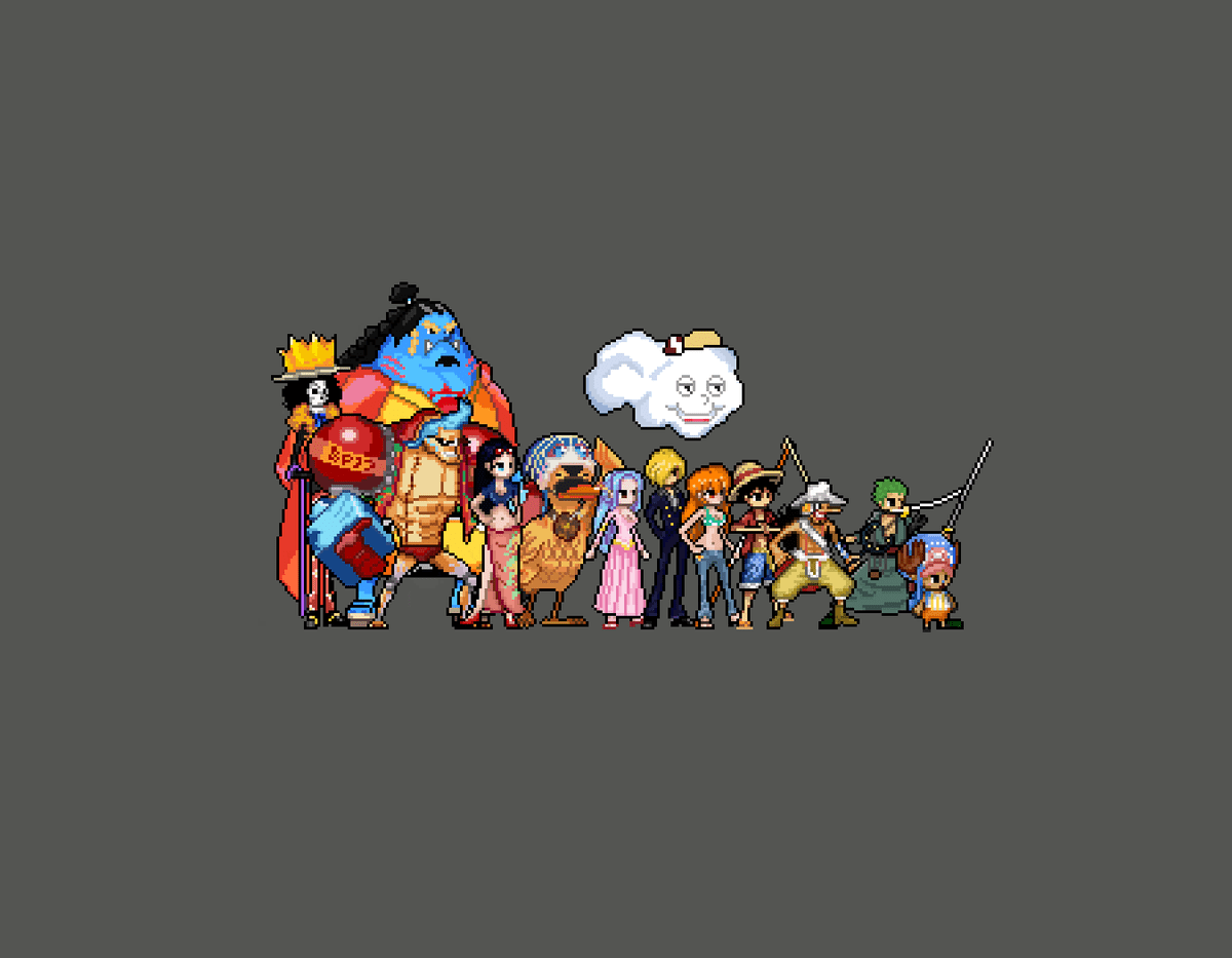1200x933 One Piece Mural Art! Vivi and Carue now added! #onepiece #pixelart #strawhats
