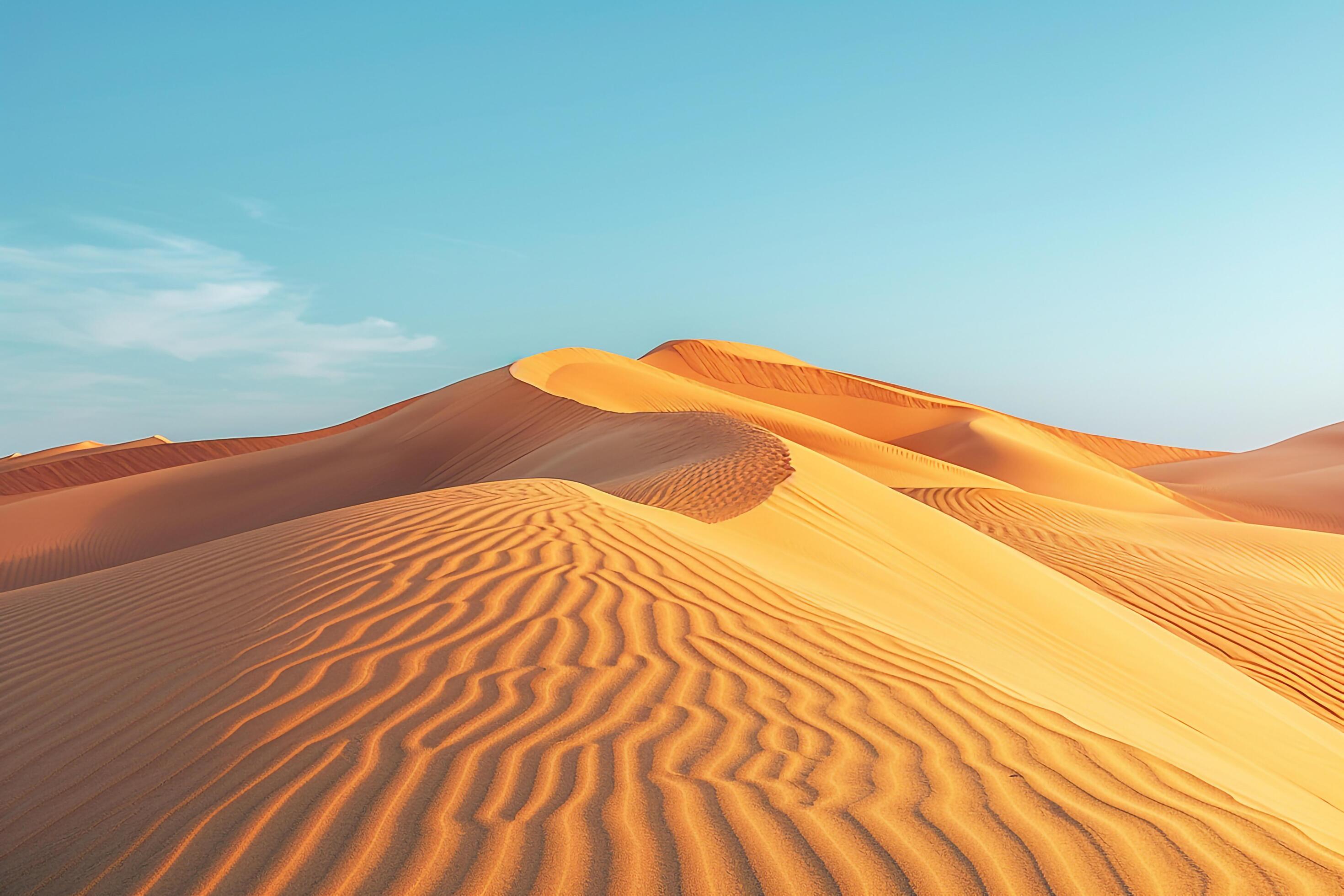 2940x1960 Nature Background of Vast Desert Sand Dunes Under a Clear Blue Sky
