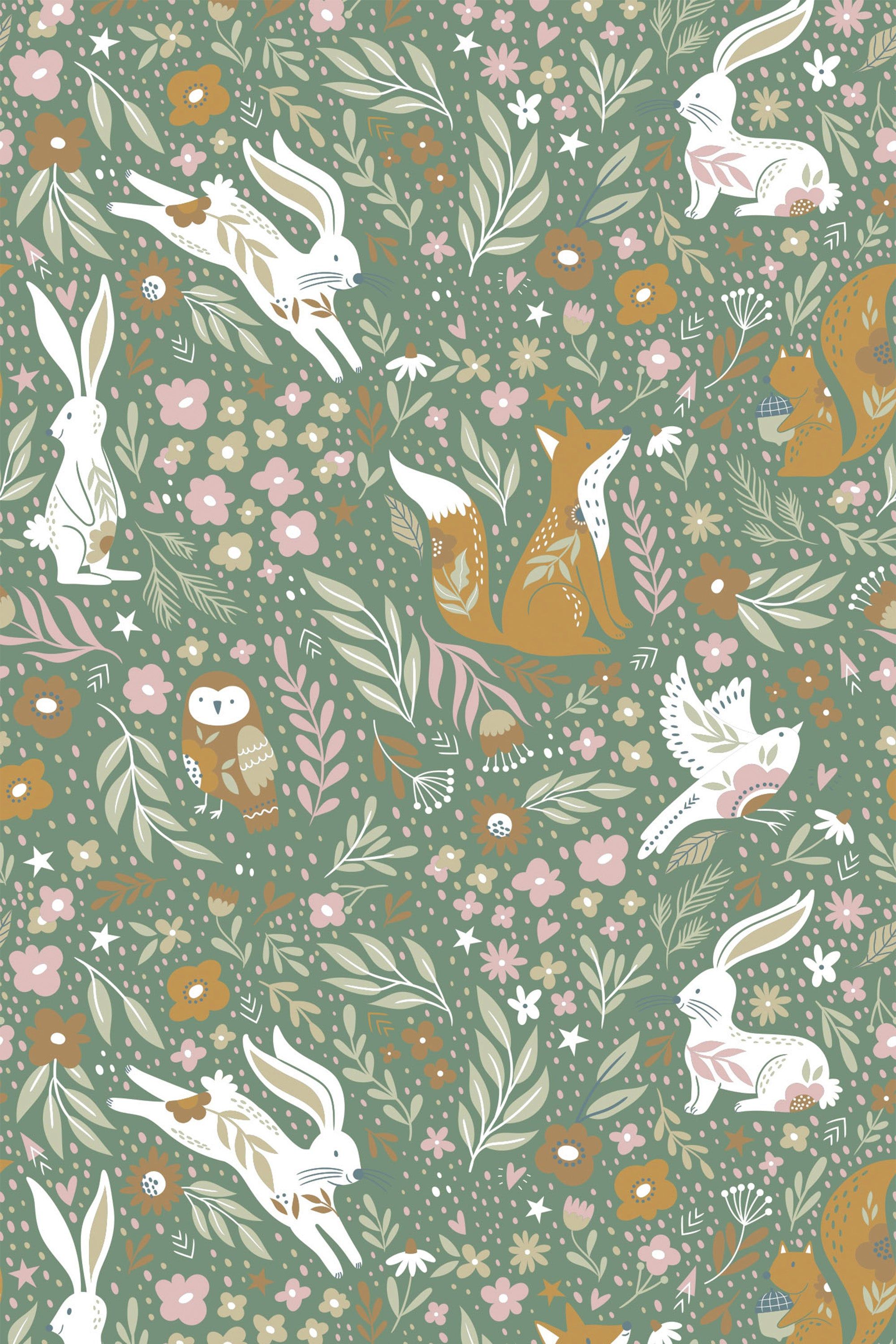 2000x3000 Sage magical forest Peel and Stick Removable Wallpaper