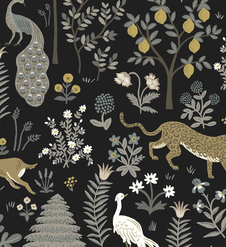 938x1024 Menagerie Black Botanical Wallpaper. Rifle Paper Co