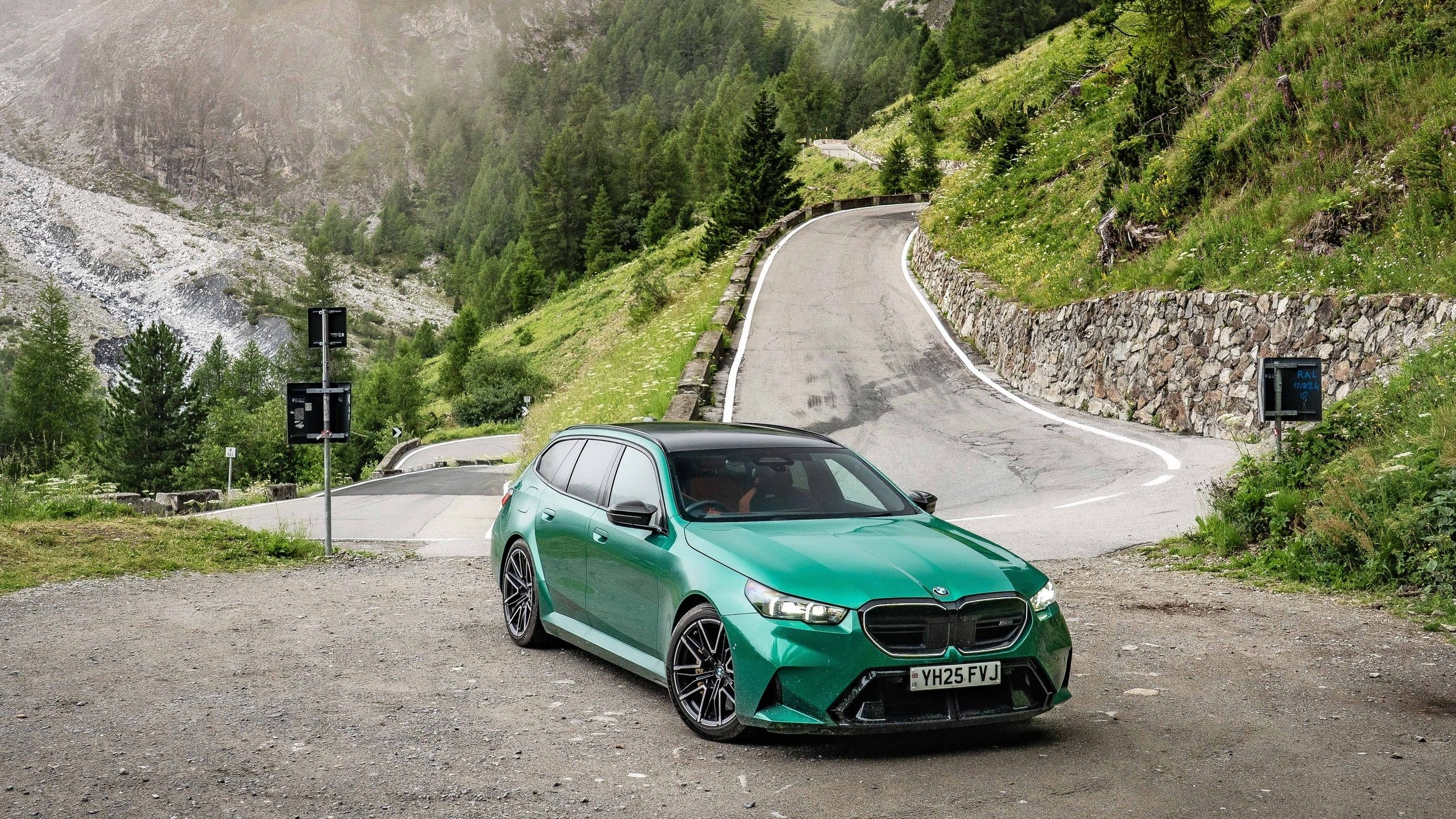 2560x1440 Wallpaper road, landscape, mountains, nature, BMW, universal, BMW M BMW M5 Touring for mobile and desktop, section bmw, resolution 2560x1440