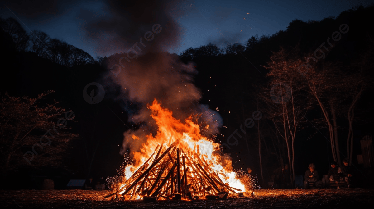 1200x673 Large Bonfire On A Wooded Field At Dusk, Bonfire Flame, Sky, Nature Background Image And Wallpaper for Free Download
