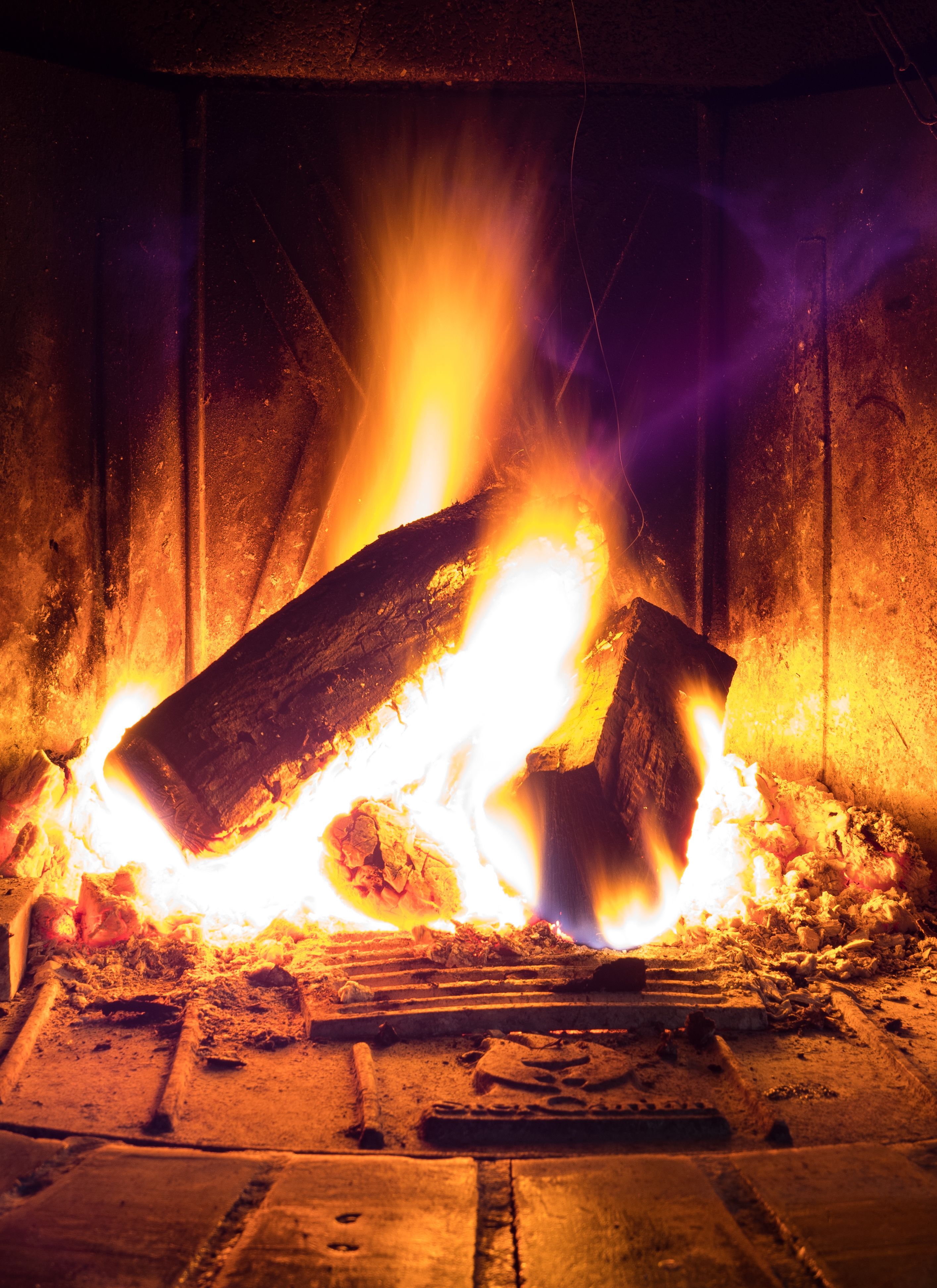 2829x3888 Close Up Of Wood Burning In A Fireplace · Free