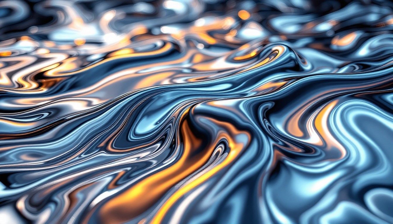 1344x768 Free Liquid Chrome Flow Image, Metallic, Abstract