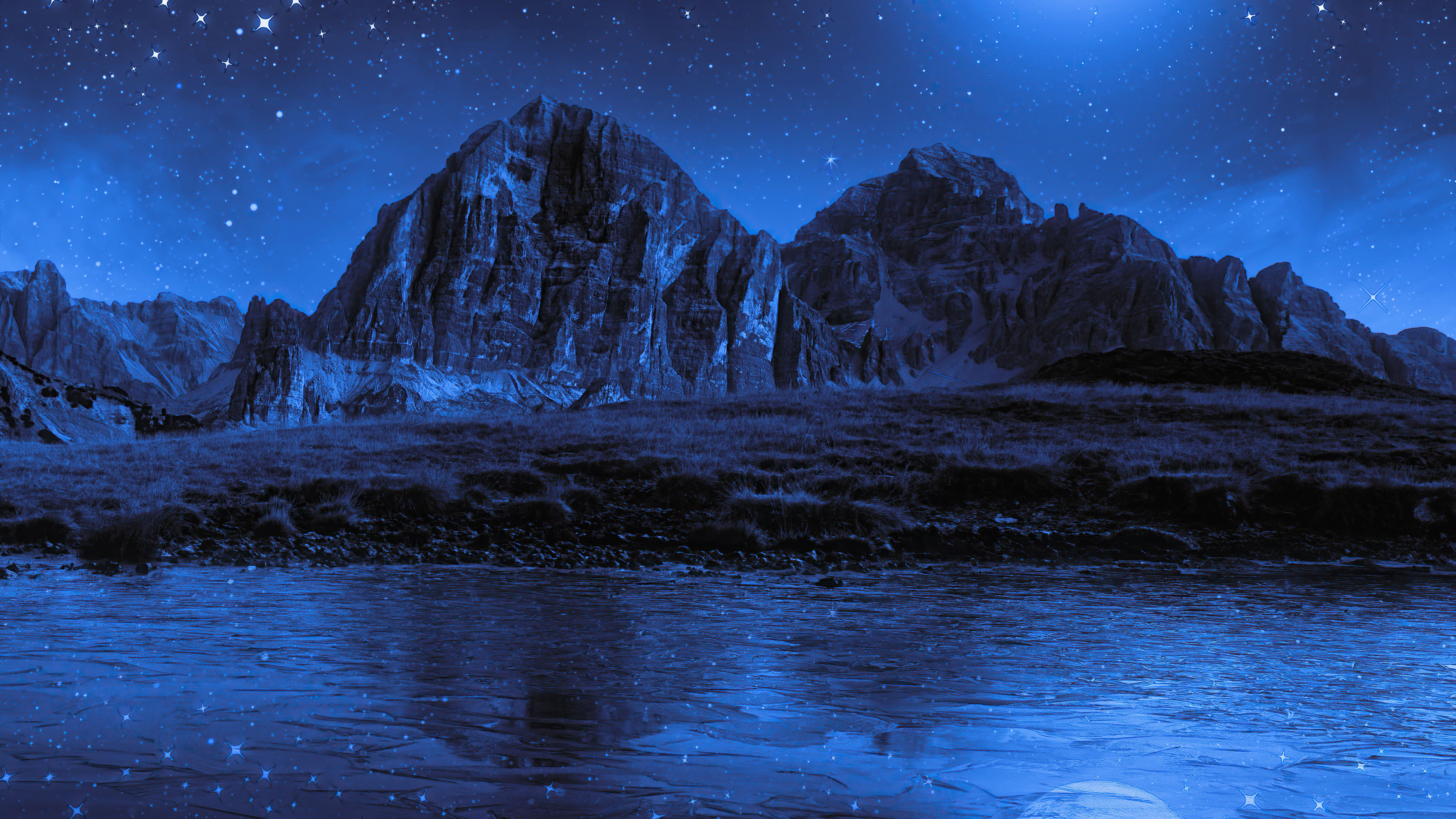 5120x2880 Night Beach Moon Stars Landscape Mountains Wallpaper, HD Nature Wallpaper, 4k Wallpaper, Image, Background, Photos and Picture