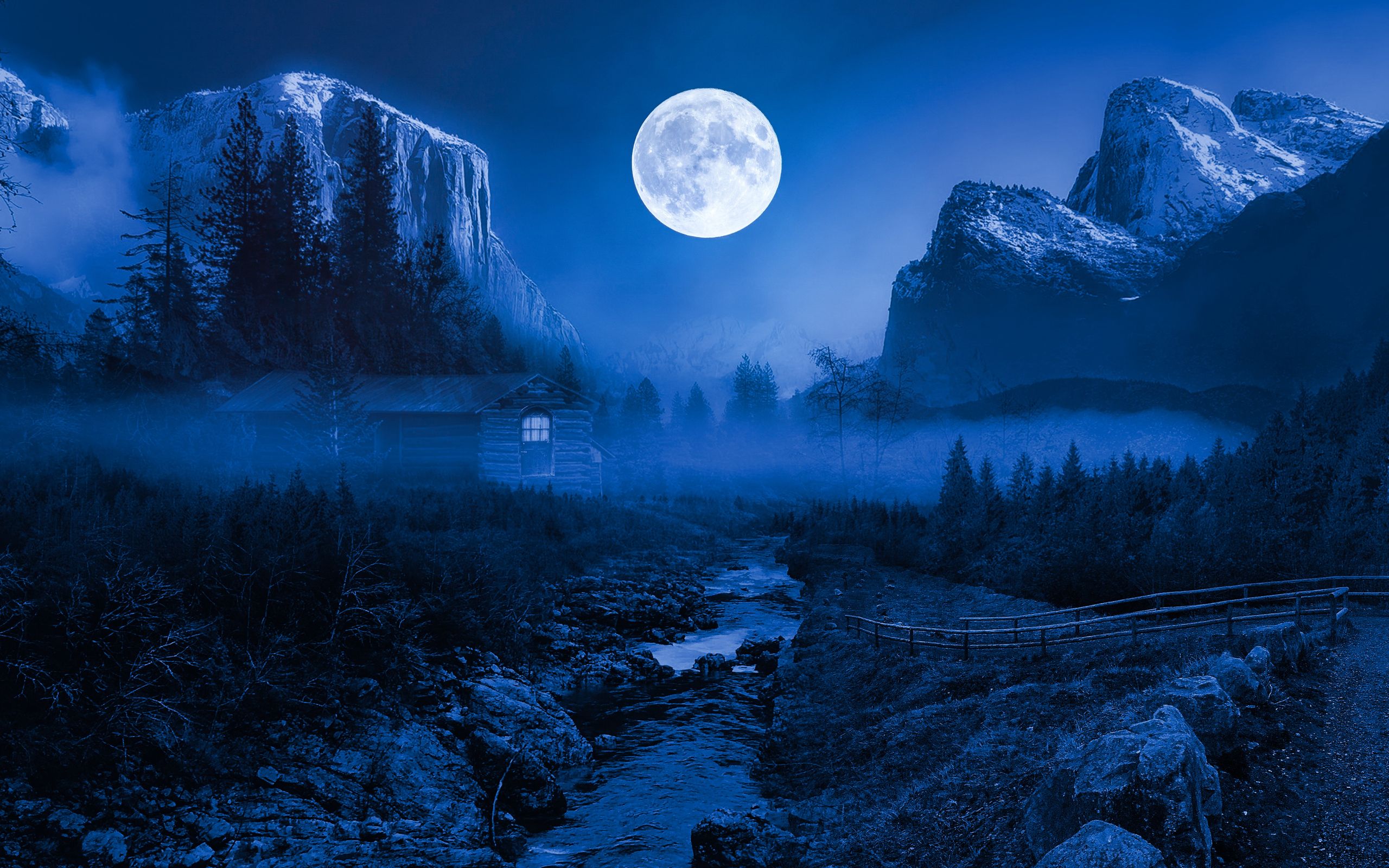 2560x1600 Download Scenery, Night, Moon, Stars, Nature Wallpaper in 2560x1600 Resolution