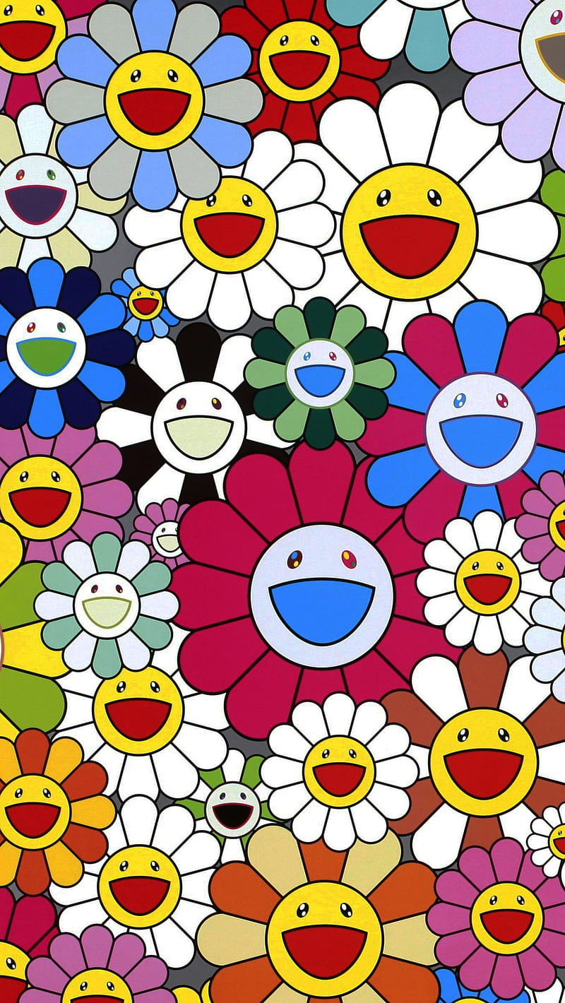 800x1420 HD smiley flowers wallpaper